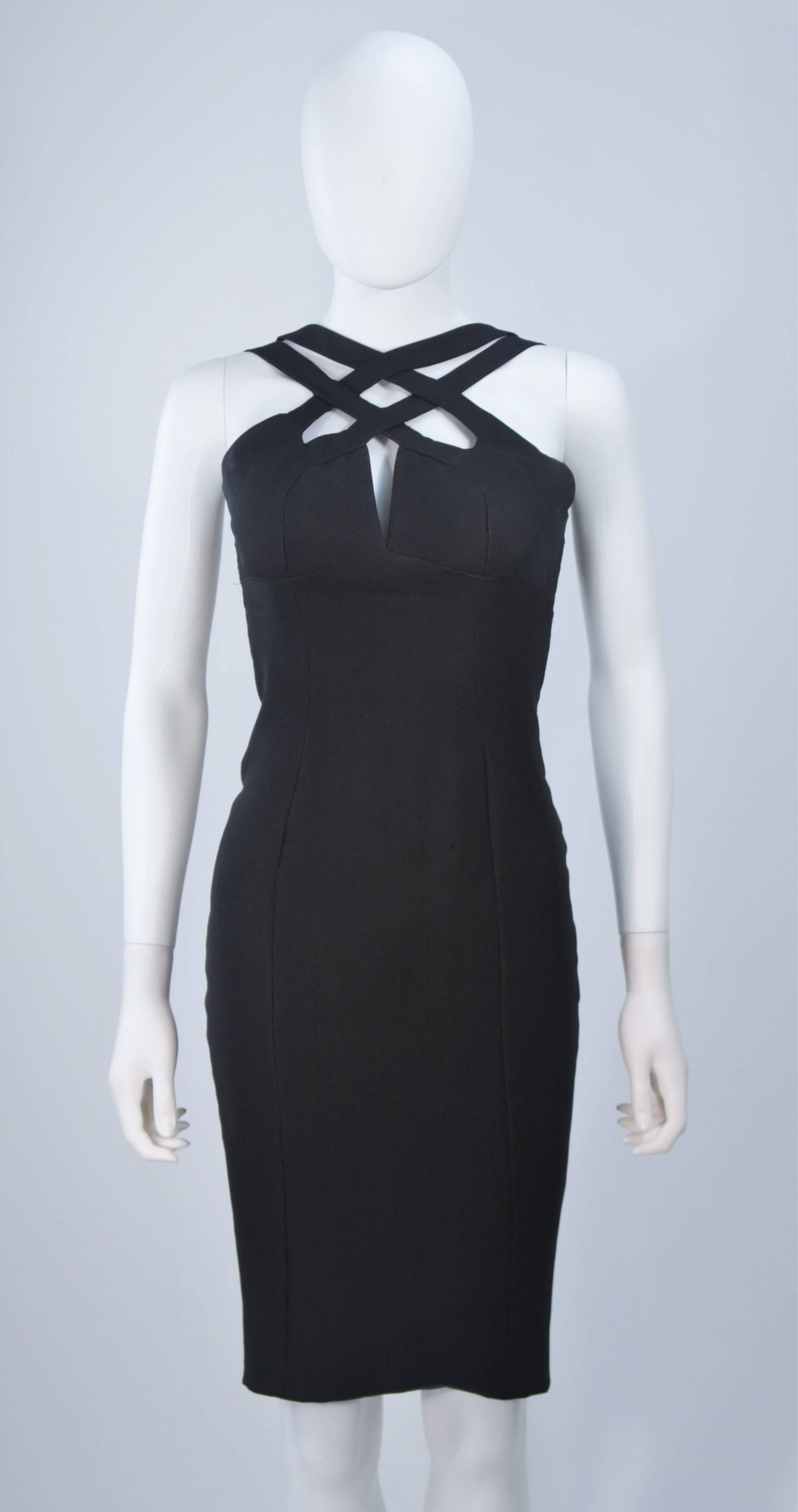 Black ELIZABETH MASON COUTURE Silk Criss Cross Cocktail Dress Made to Measure For Sale