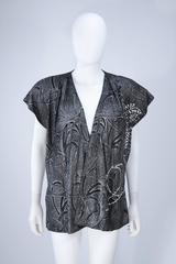 LISANDRO SARASOLO Metallic Suede Drape Jacket with Rhinestone Applique Size S