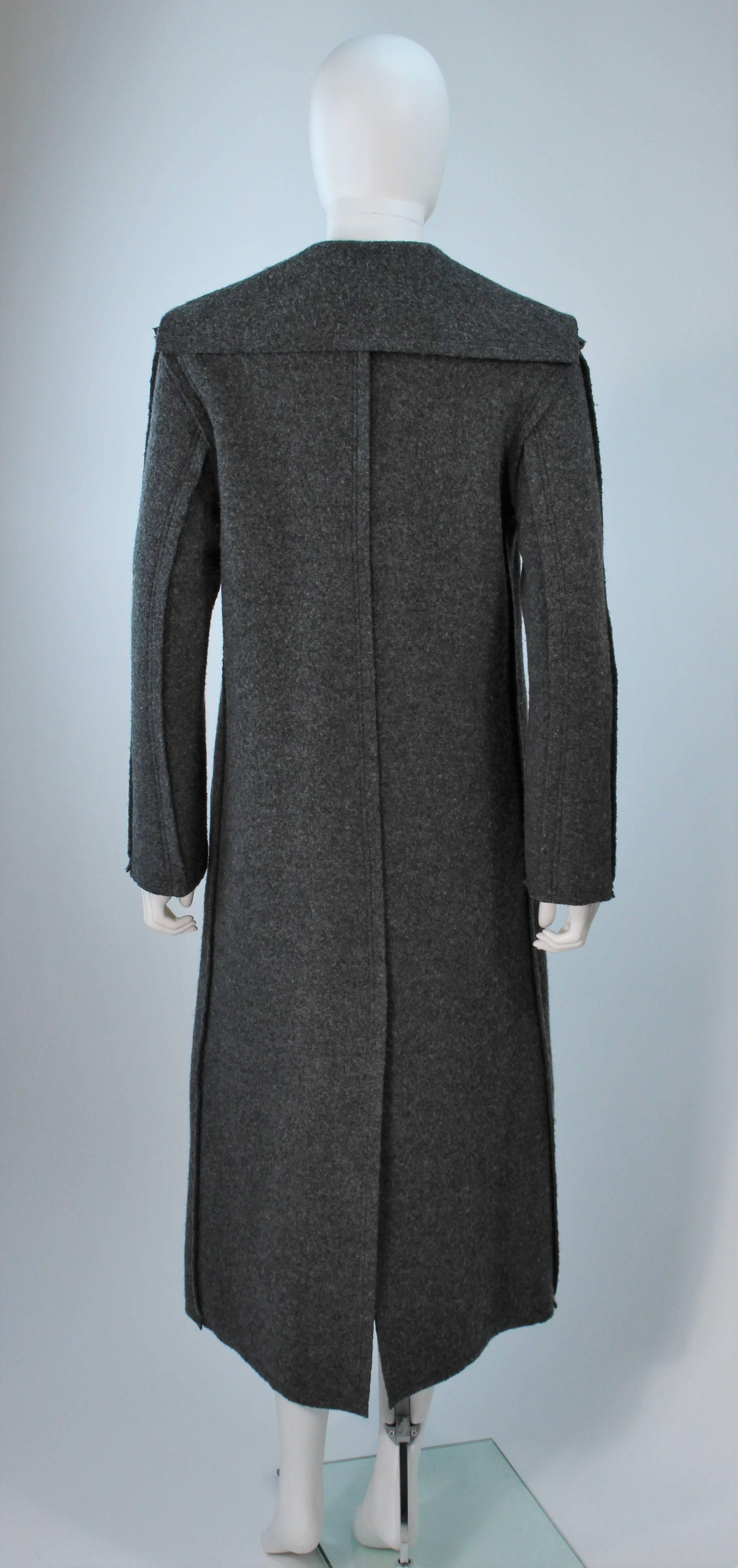 COMMES DES GARCON Grey Boiled Wool Coat Size S In Excellent Condition In Los Angeles, CA
