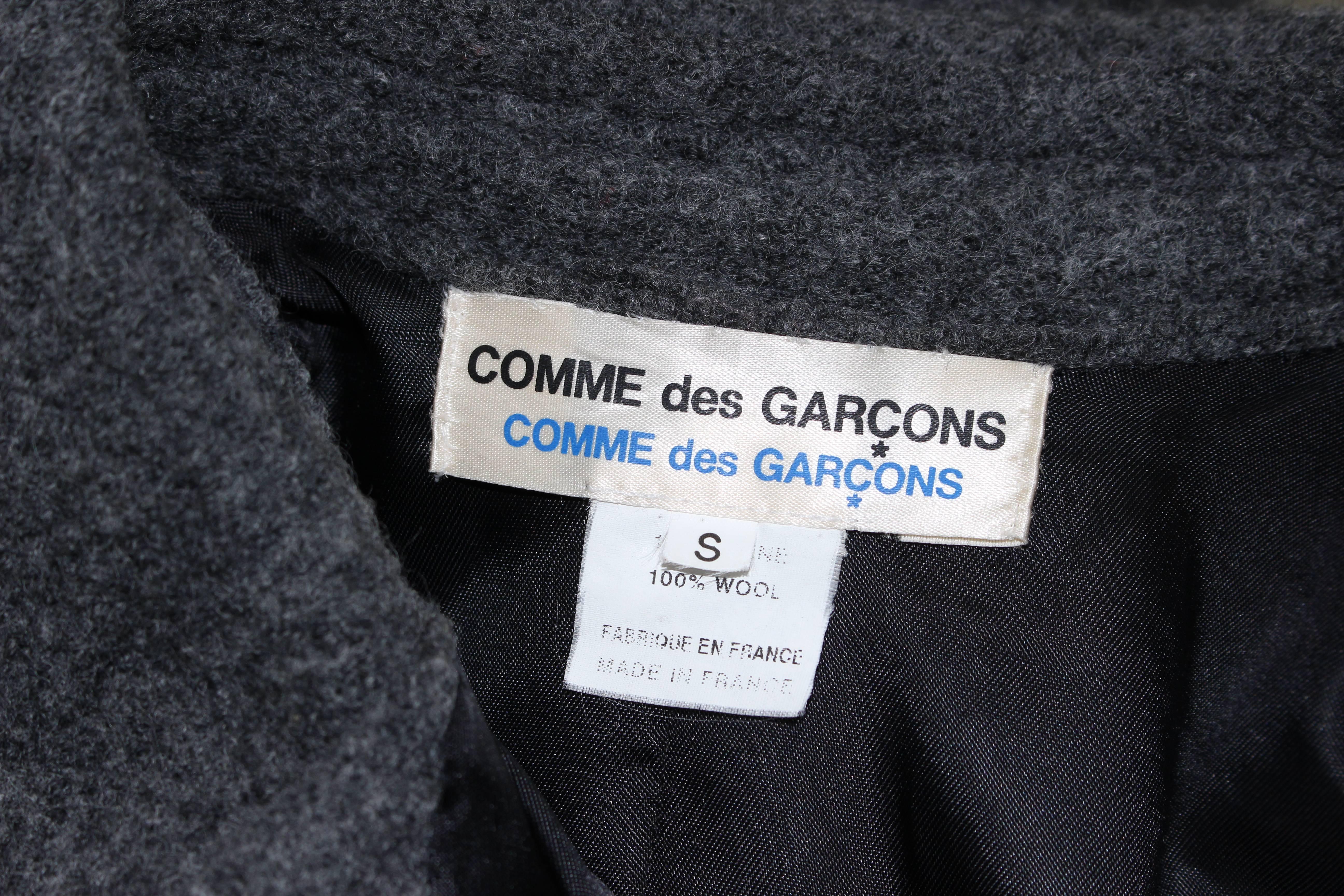 COMMES DES GARCON Grey Boiled Wool Coat Size S 2