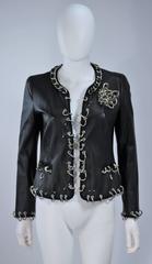 MOSCHINO RARE Fetish Piercings and Chains Leather Lamb Skin Jacket Size 40 8