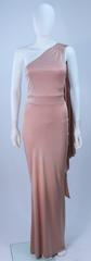 ELIZABETH MASON COUTURE Deep Blush One Shoulder Draped Gown Made to Order