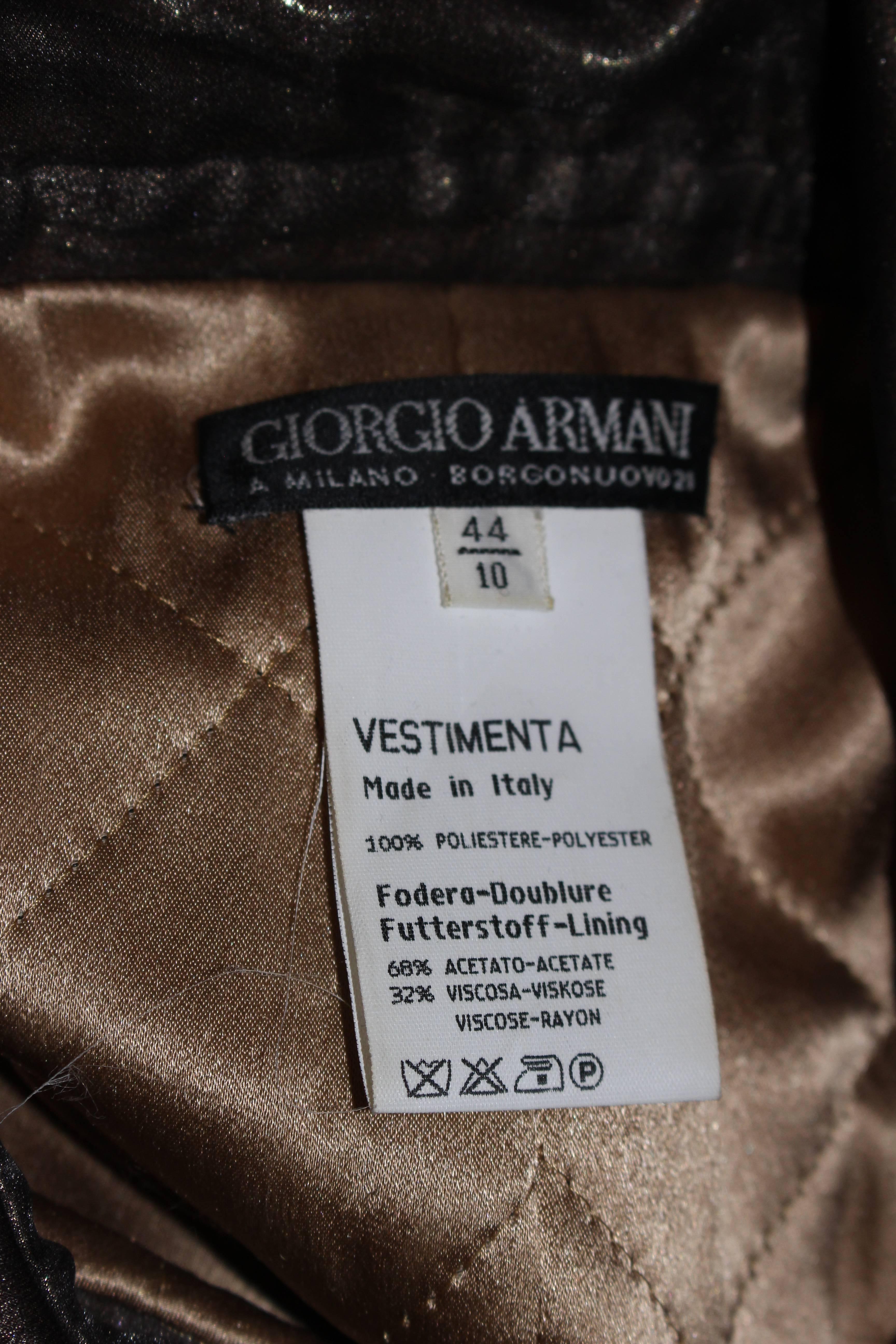 GIORGIO ARMANI Bronze Jacket with Bead Applique and Embroidery Size 44 10 3