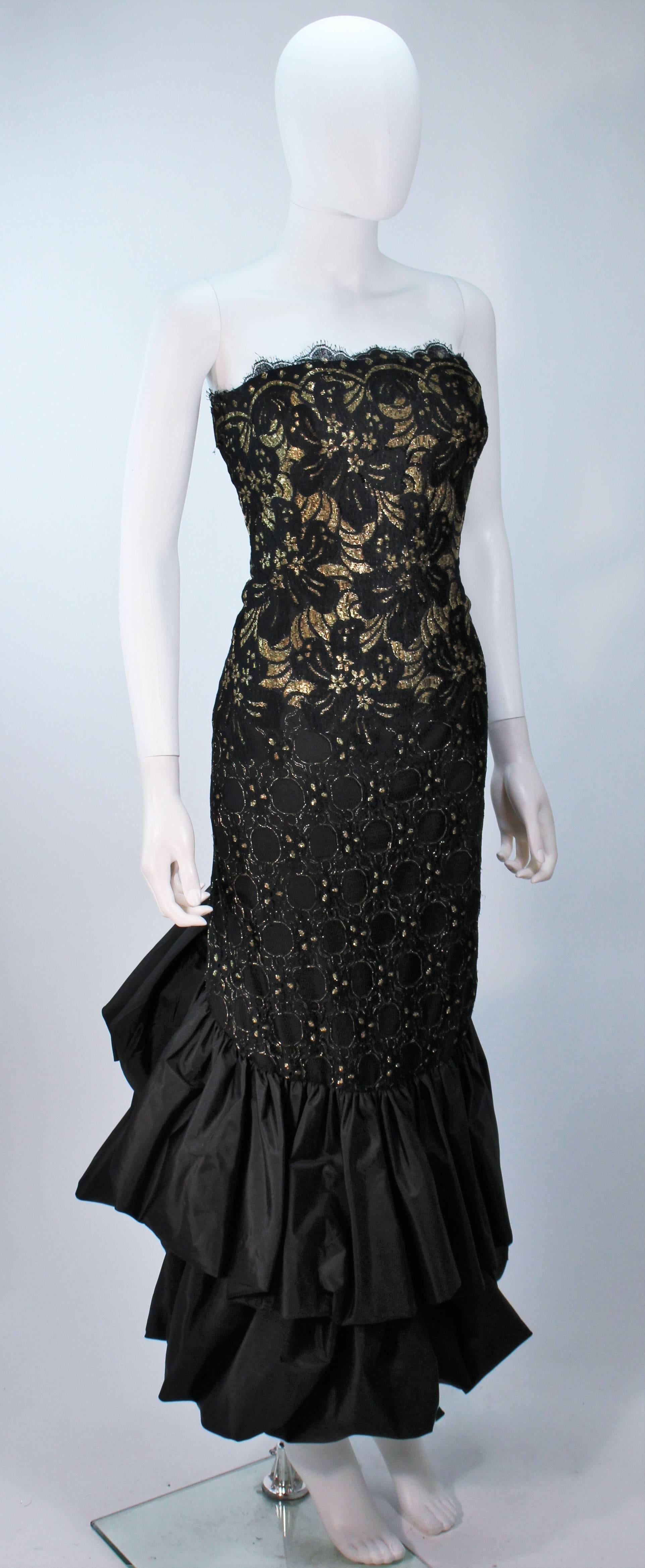 gold and black combination dress