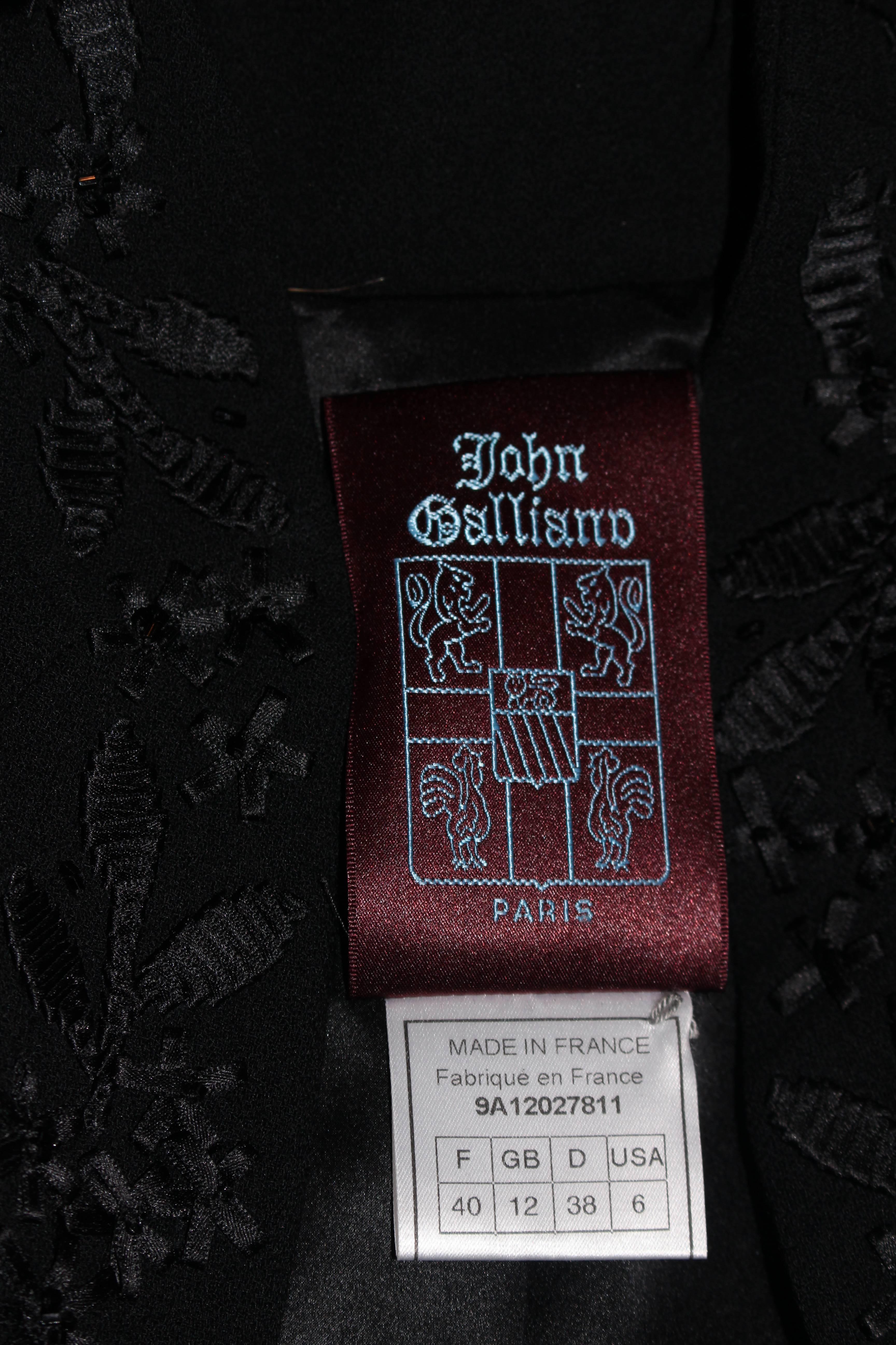 JOHN GALLIANO Black Embellished Jacket Size 6 6