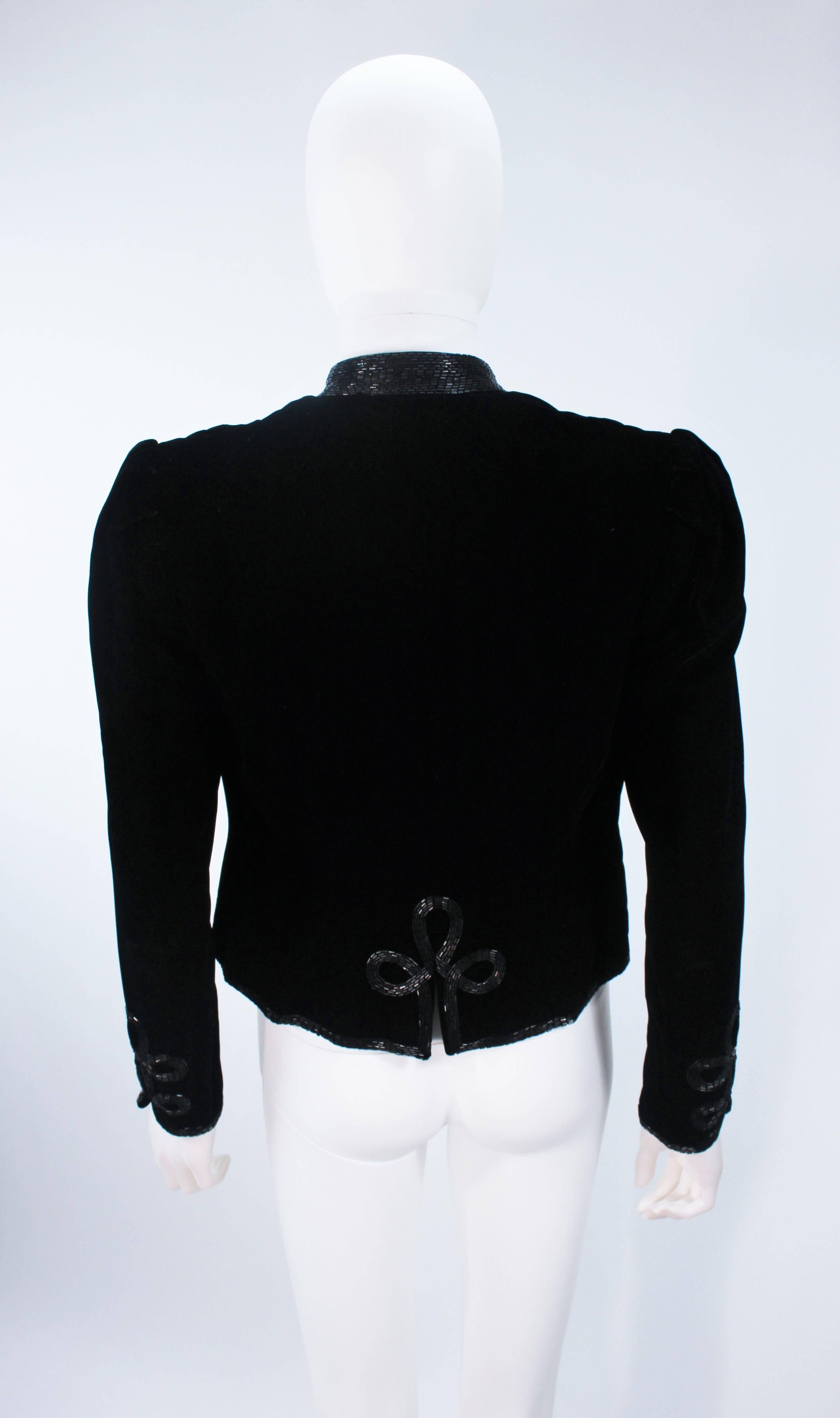 OSCAR DE LA RENTA Black Velvet Beaded Jacket Size 4 3