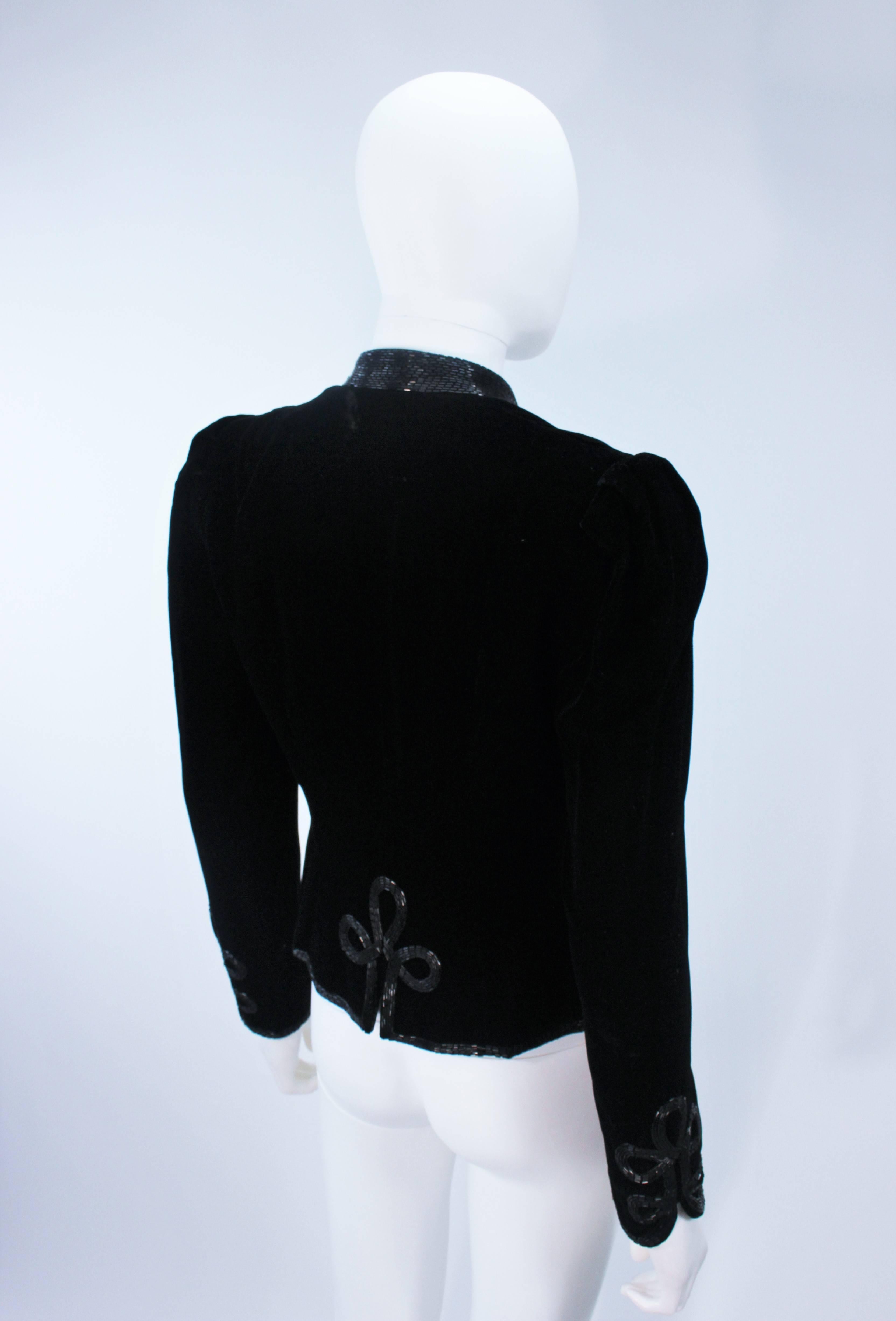 OSCAR DE LA RENTA Black Velvet Beaded Jacket Size 4 2