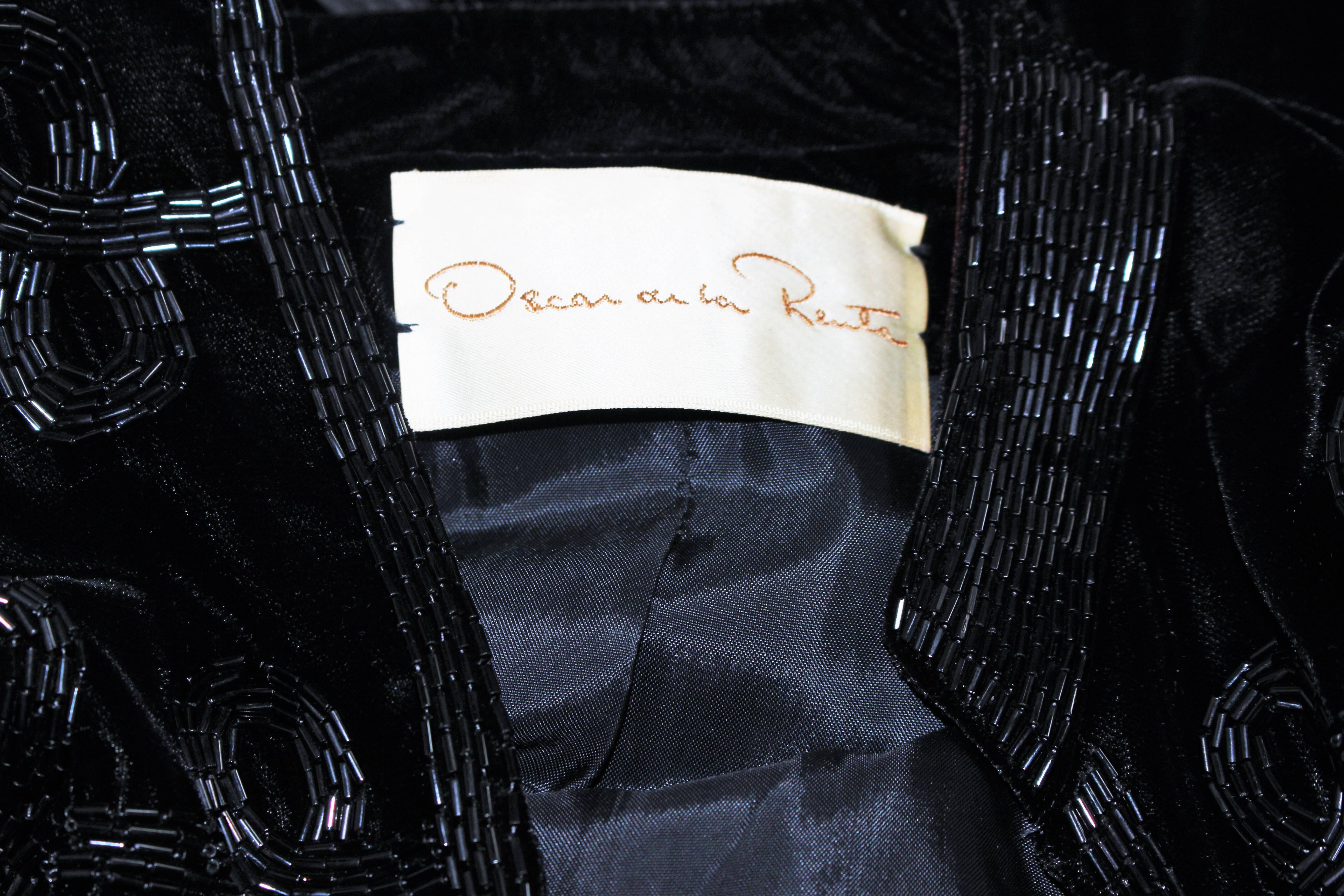 OSCAR DE LA RENTA Black Velvet Beaded Jacket Size 4 4