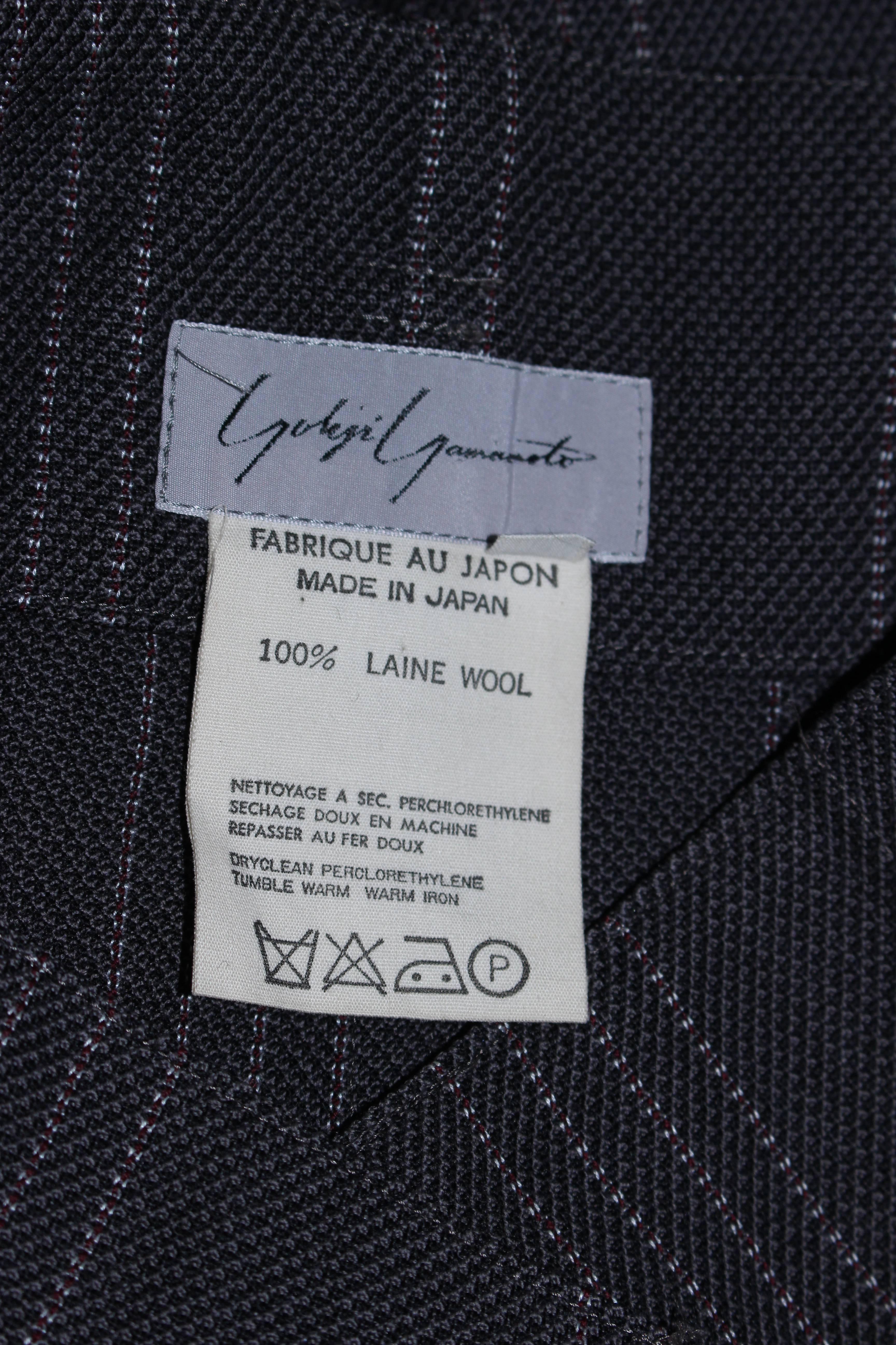 YOHJI YAMAMOTO High Waist Pinstripe Wool Skirt with Suspender Detail Size 2 5
