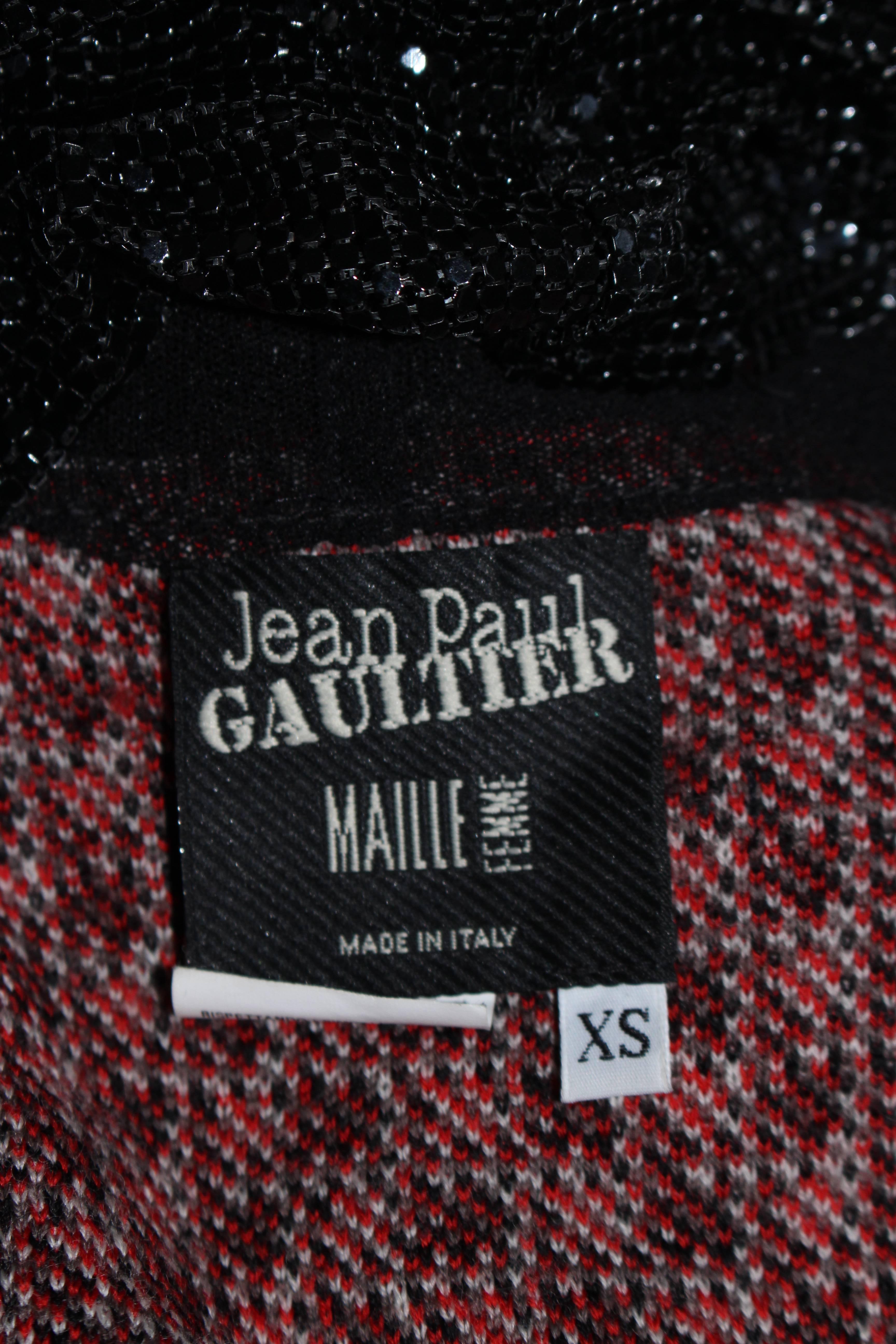 Jean-Paul Gaultier - Robe en laine extensible avec col en maille drapé, taille XS en vente 5