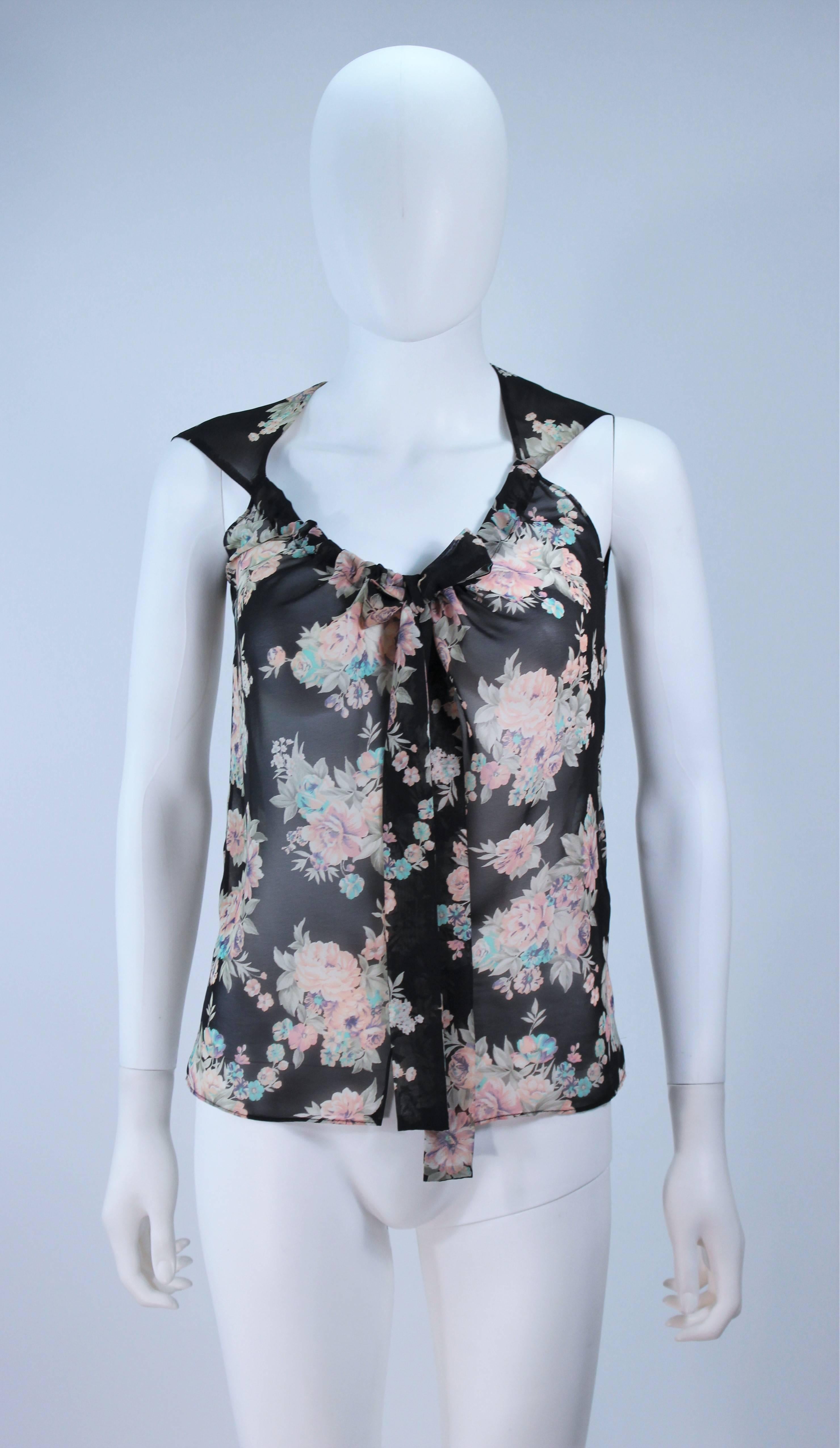 ELIZABETH MASON COUTURE Chiffon Floral Blouse, Skirt, and Belt For Sale 3