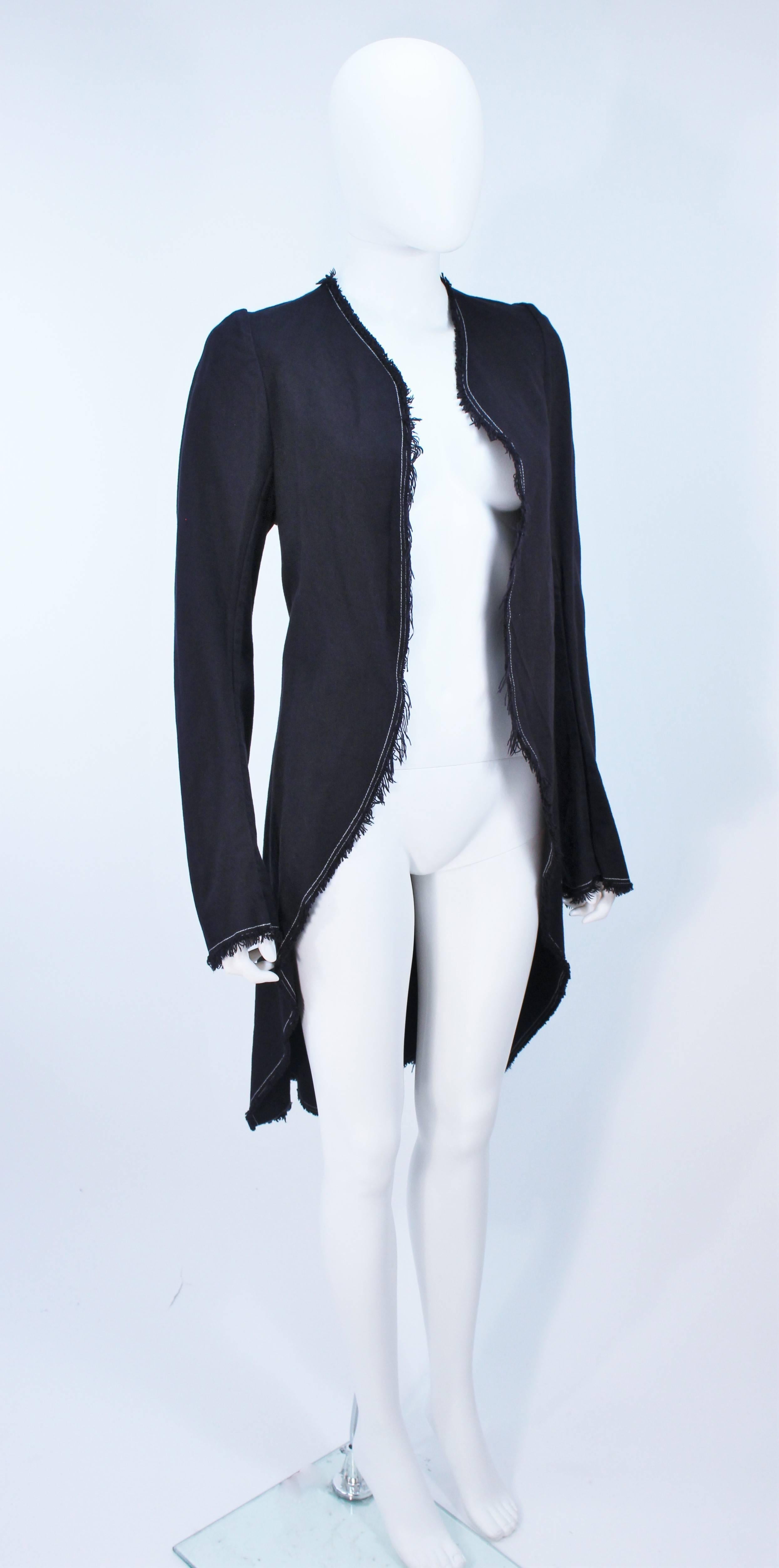 Black COMME DES GARCONS Indigo Denim Deconstructed Coat with Top Stitching Size M For Sale