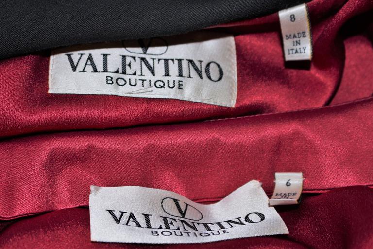 VALENTINO Provenance Betsy Bloomingdale Black Skirt Suit Red Topstitch Size 6 8 For Sale at 1stDibs