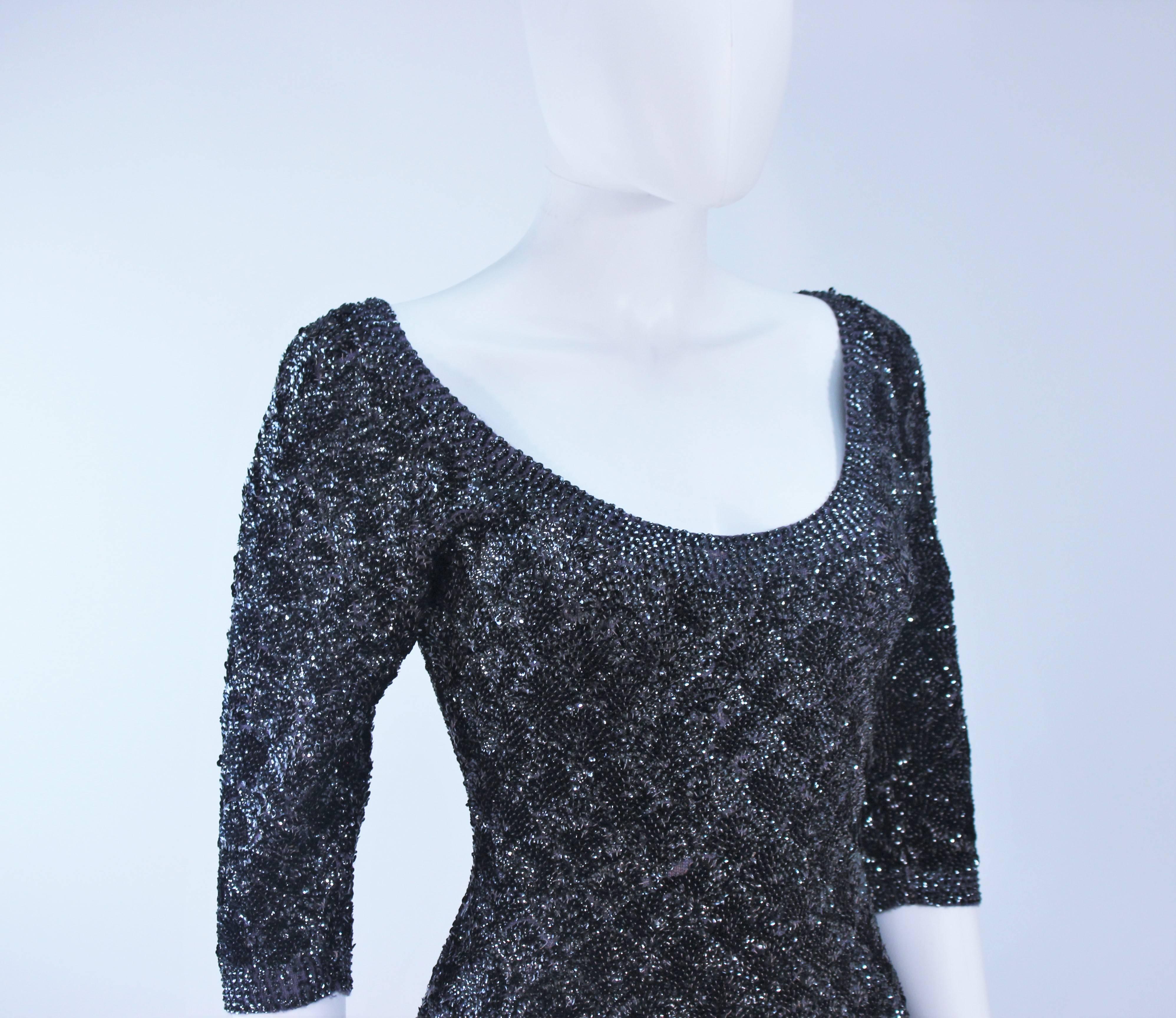 Women's SYDNEY'S BEVERLY HILLS Black & Gunmetal Metallic Stretch Knit Cocktail Dress 4 6 For Sale