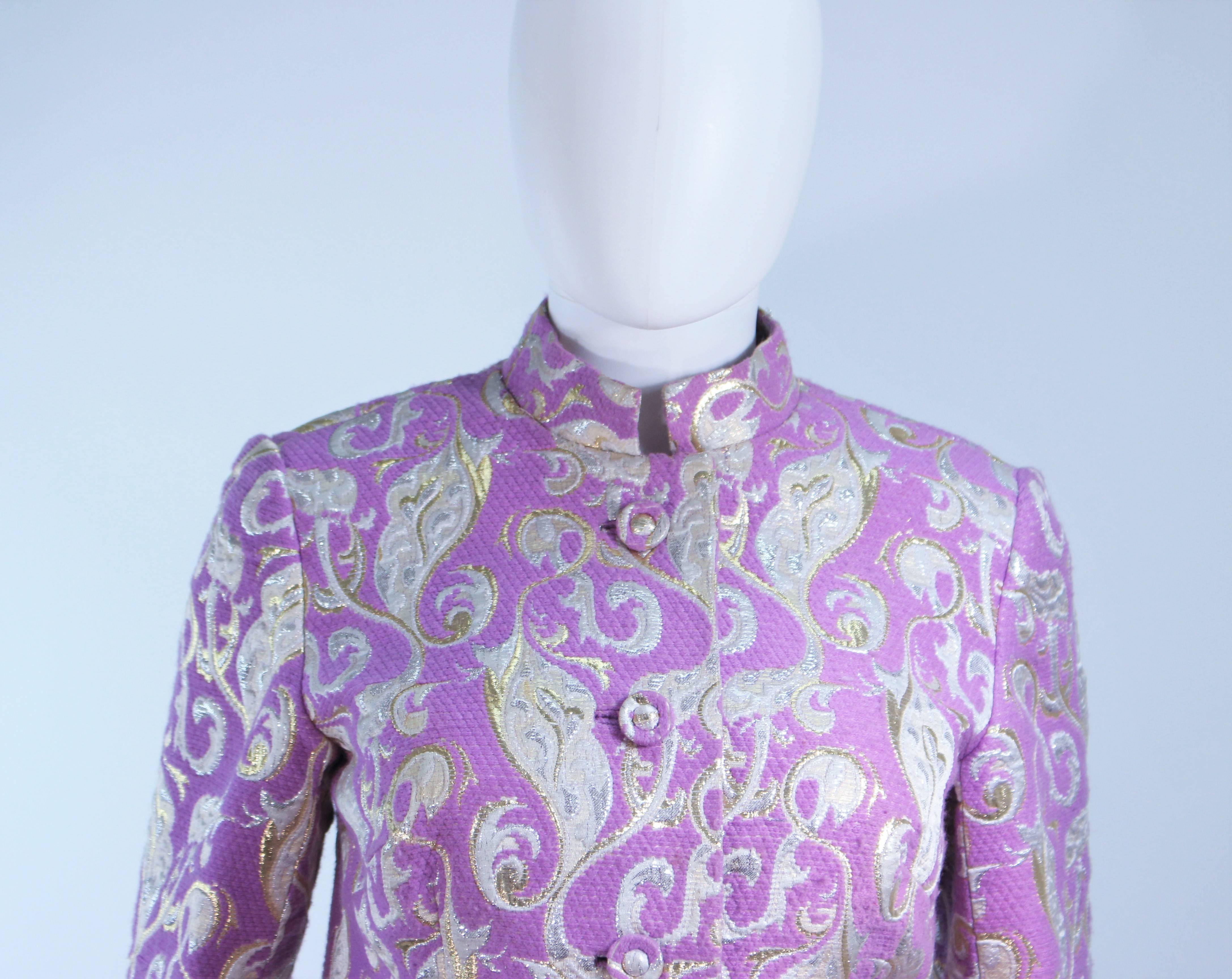 Purple 1960's Wool Metallic Brocade Ensemble with Maxi Skirt Size 10 In Excellent Condition For Sale In Los Angeles, CA