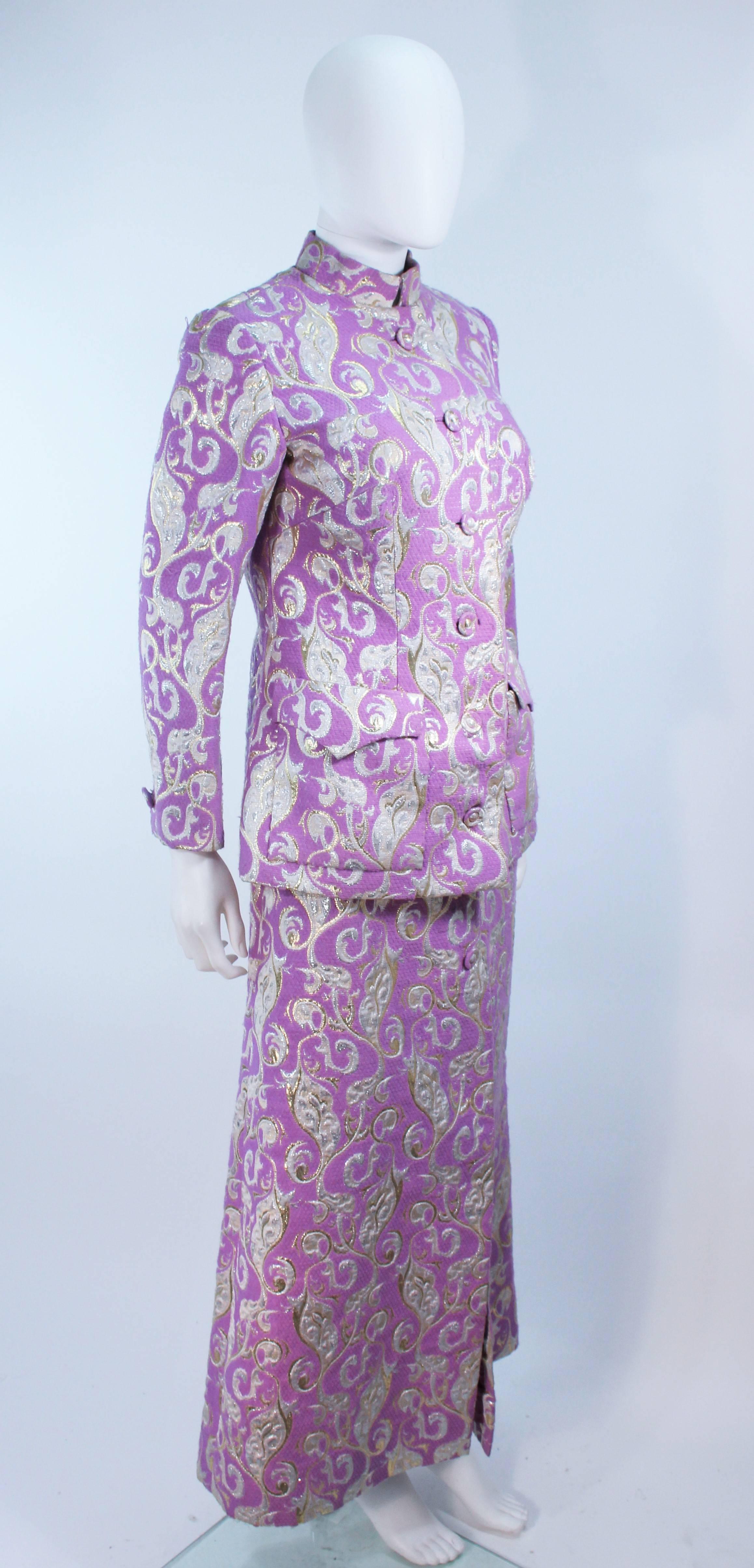 Women's Purple 1960's Wool Metallic Brocade Ensemble with Maxi Skirt Size 10 For Sale