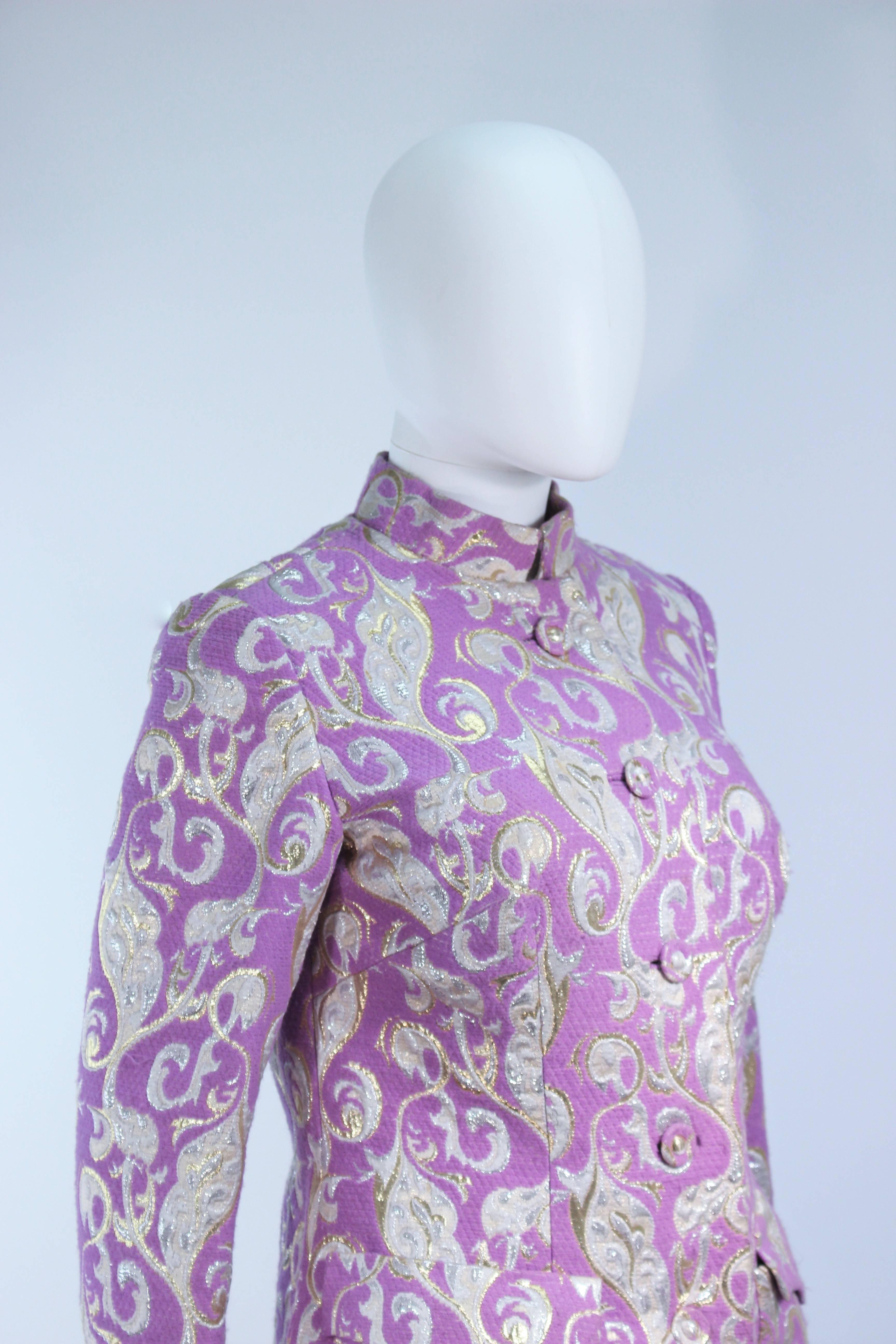 Purple 1960's Wool Metallic Brocade Ensemble with Maxi Skirt Size 10 For Sale 1