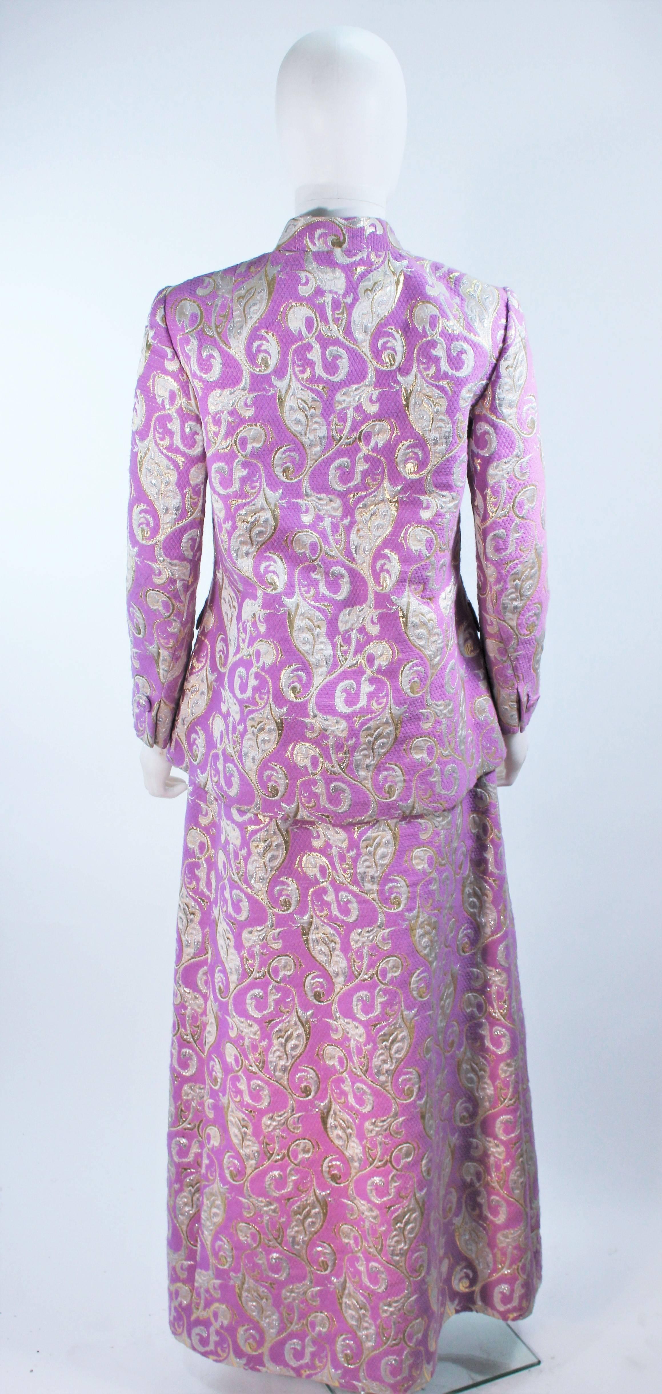 Purple 1960's Wool Metallic Brocade Ensemble with Maxi Skirt Size 10 For Sale 2