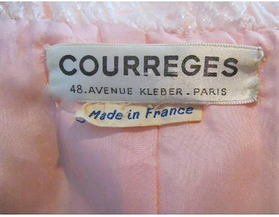 COURREGES COUTURE Pink Iridescent Crystal Button Skirt & Blouse Ensemble Size 2 For Sale 4
