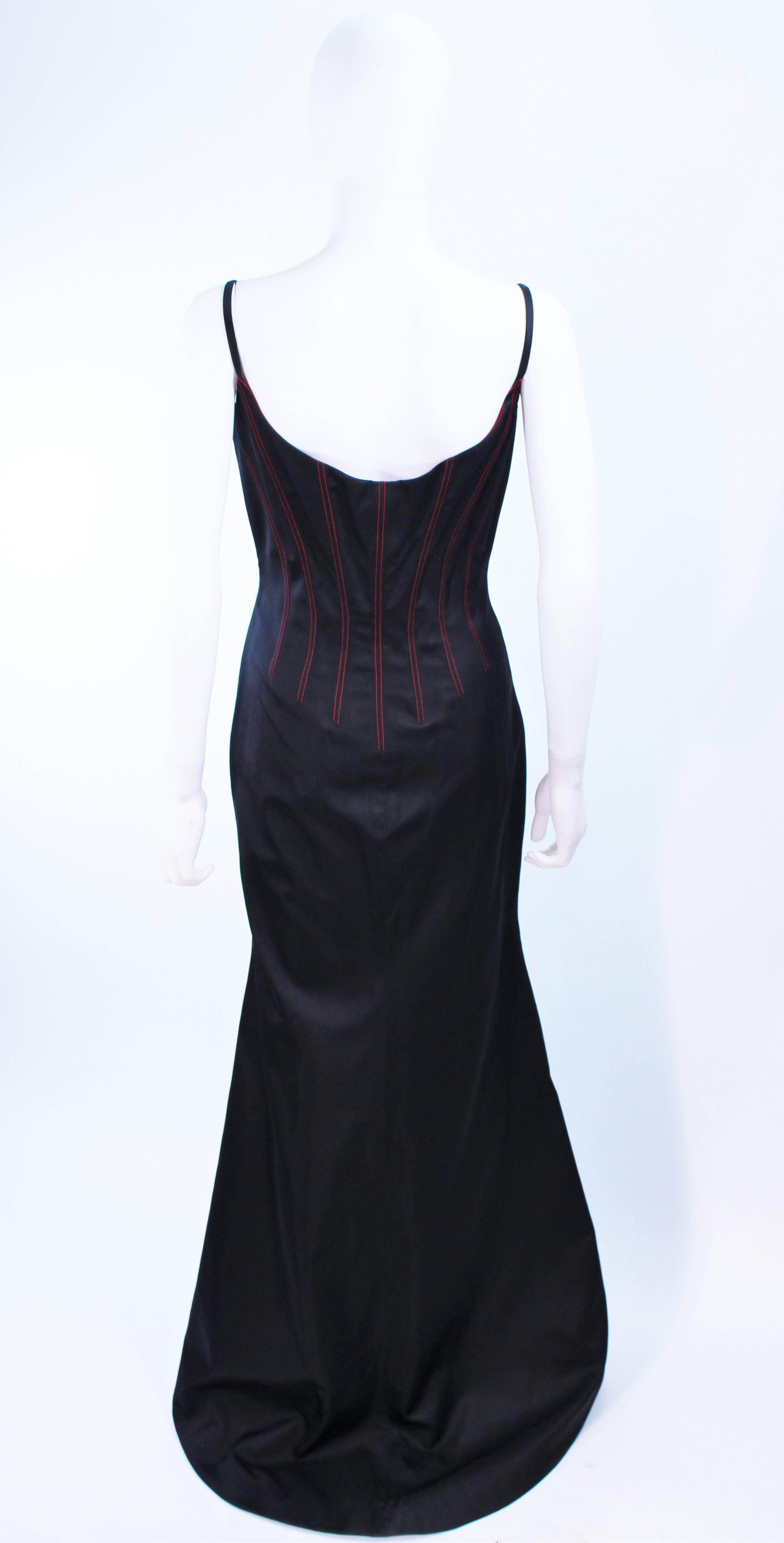 RICHARD TYLER Silk Corset Gown with Red Accents Size 12 14 1