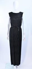 Vintage 1950's Hand beaded Gown with Belt Size 2 4