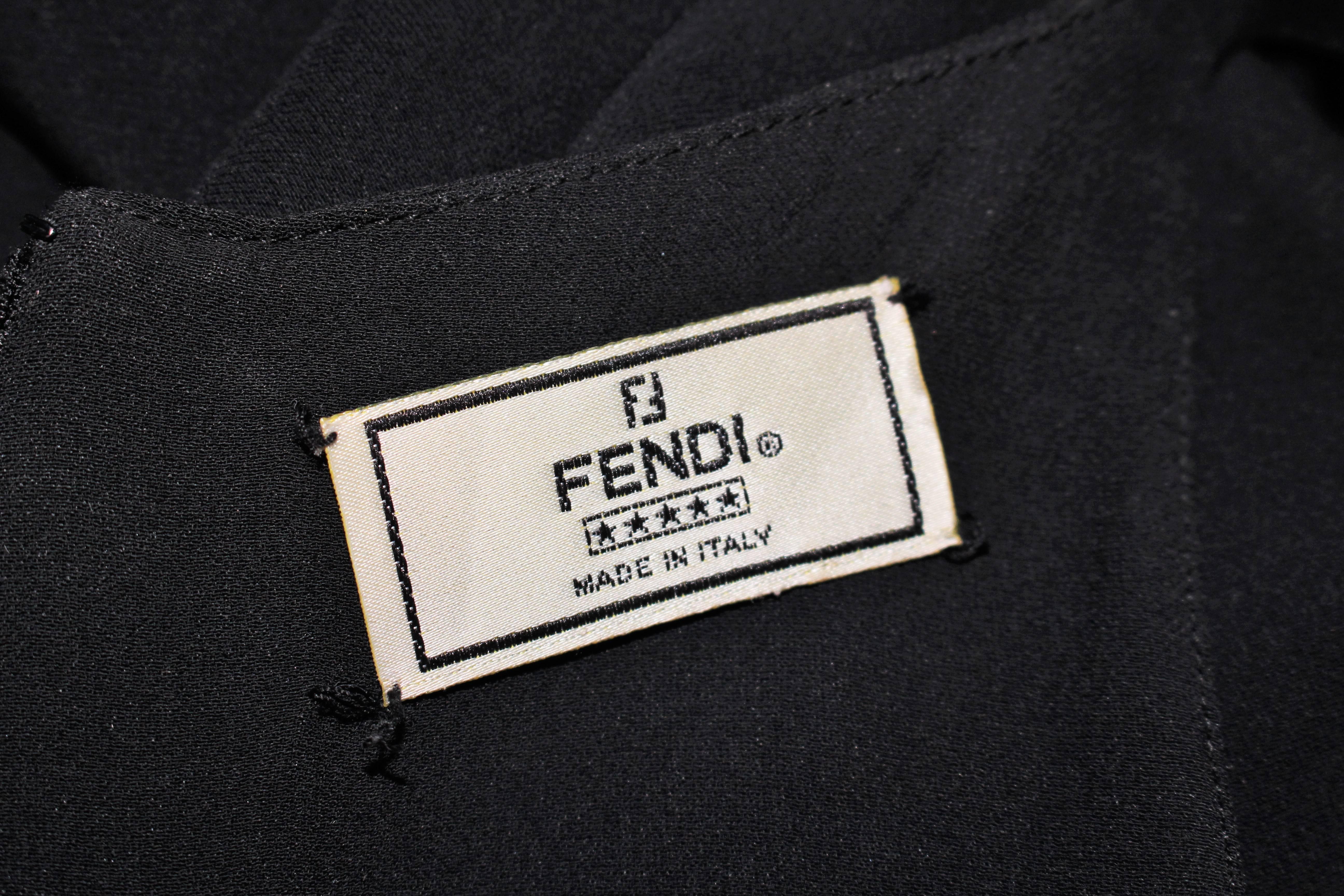 FENDI Black Plunge Neck Cocktail Dress Size 2 4 6
