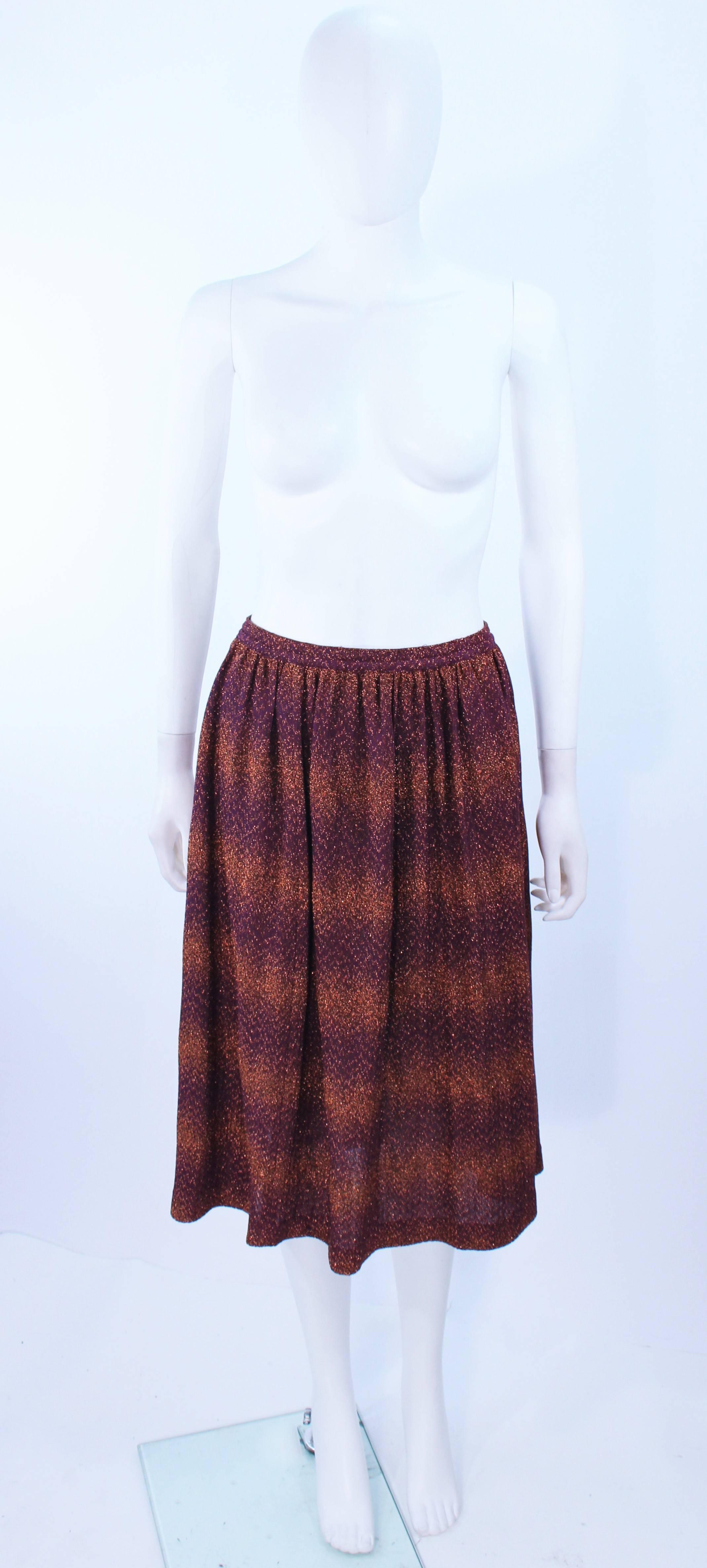 MISSONI Bronze and Purple Metallic Knit Skirt Set Size 8 For Sale 1