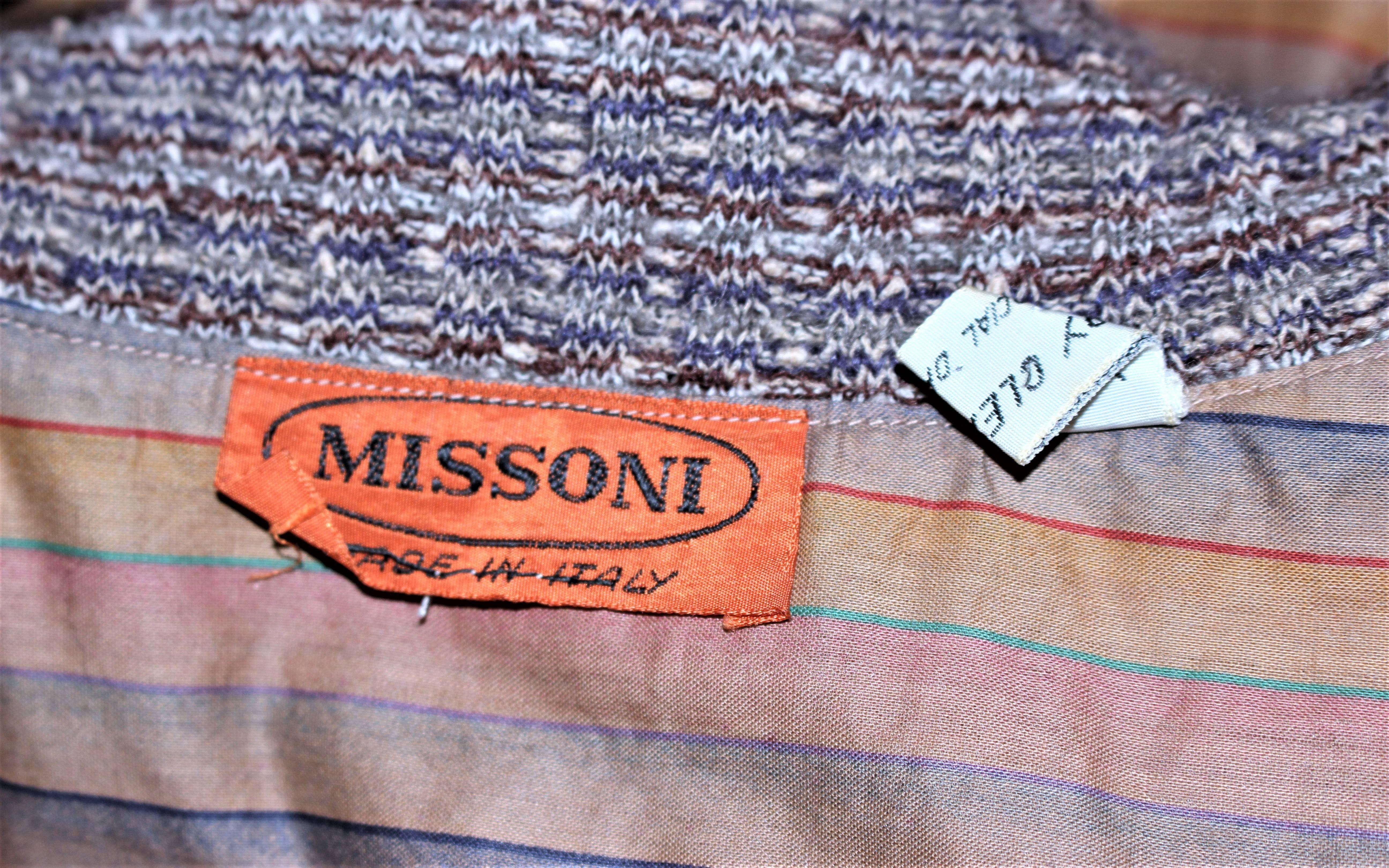 MISSONI Khaki Striped Coat with Knit Trim Size 10 For Sale 5