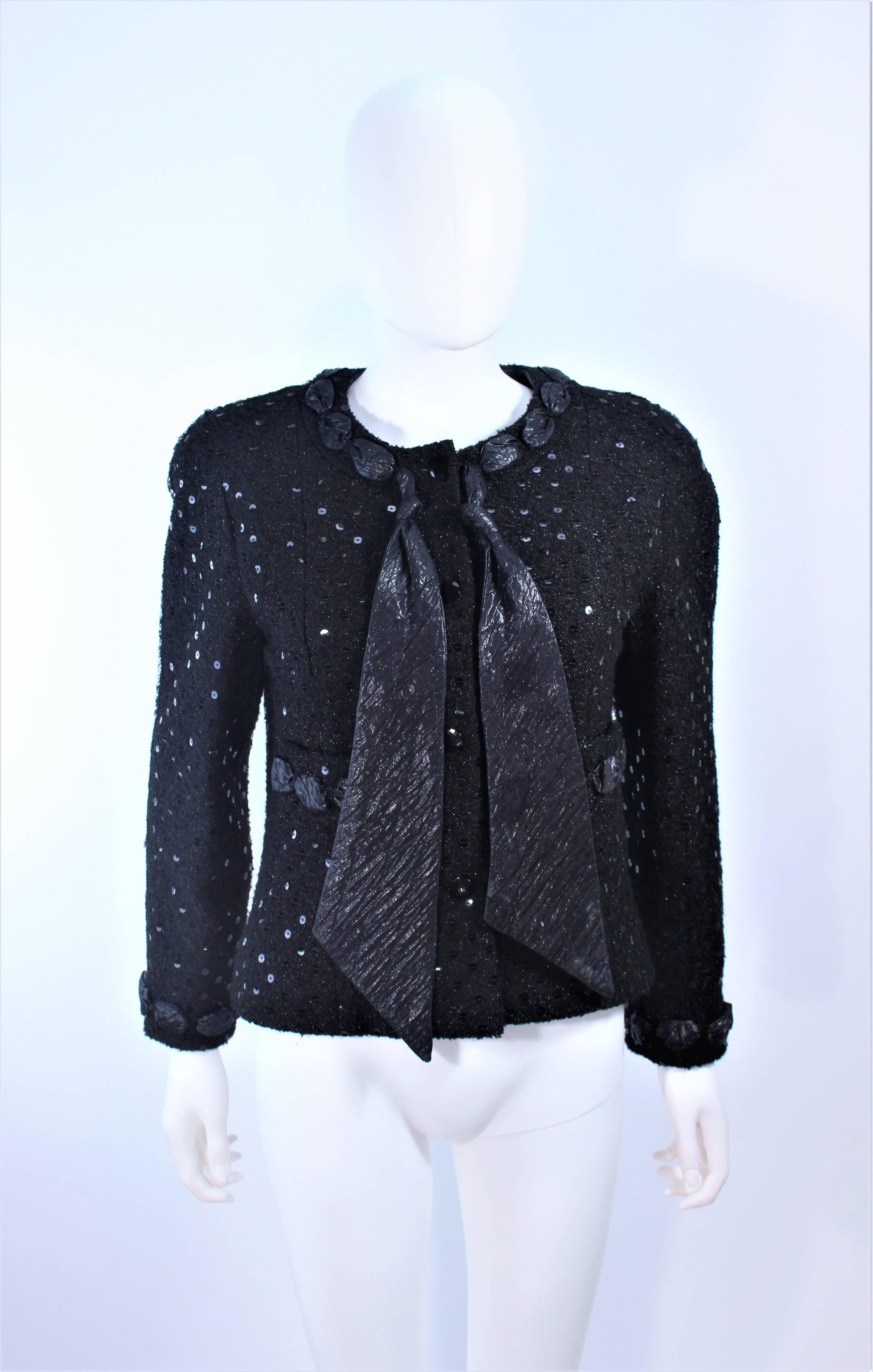 CHANEL Black Metallic Lame Skirt Suit Hiver 1983 1984 Size 38  3