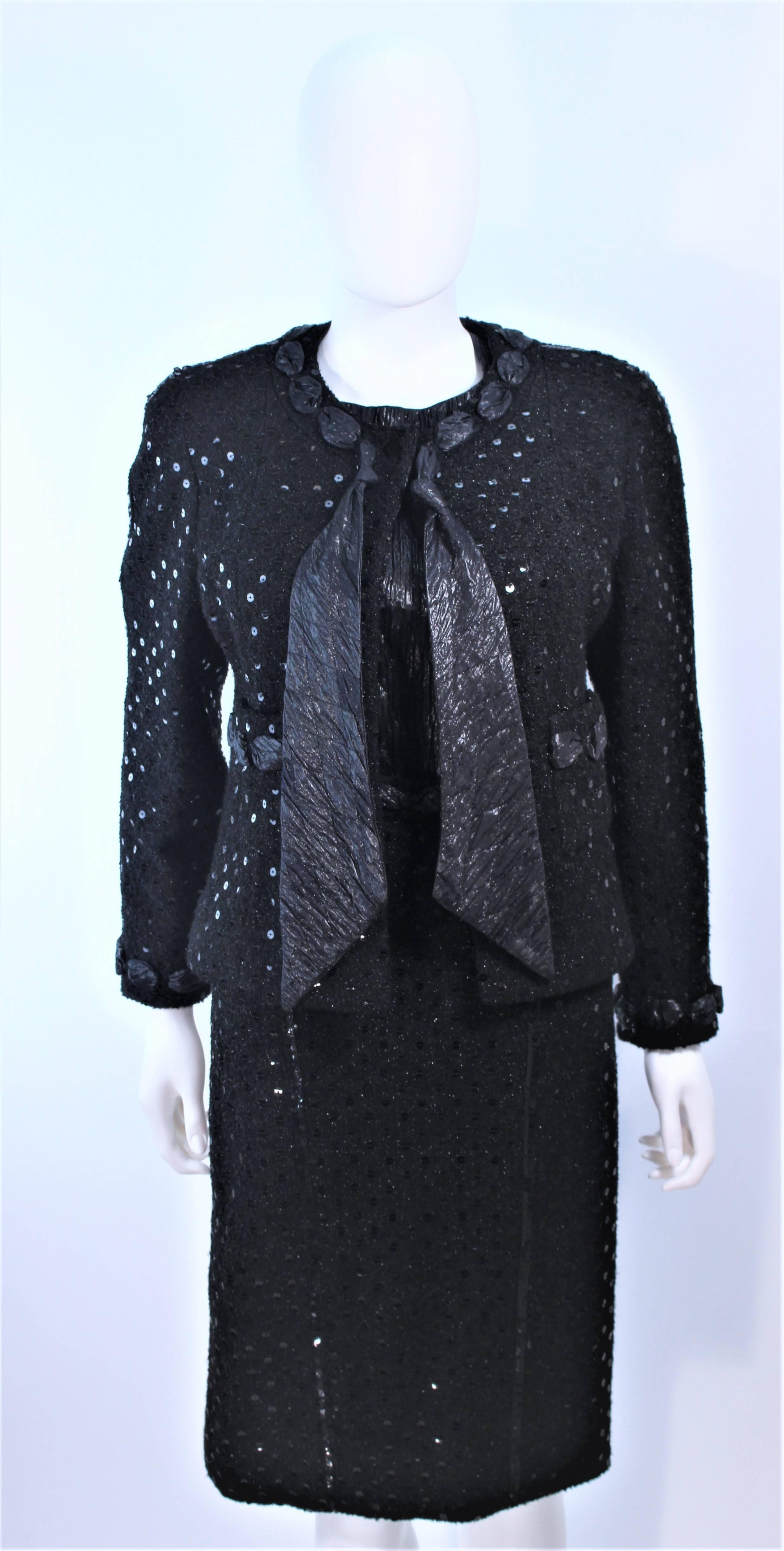 CHANEL Black Metallic Lame Skirt Suit Hiver 1983 1984 Size 38  In Excellent Condition In Los Angeles, CA