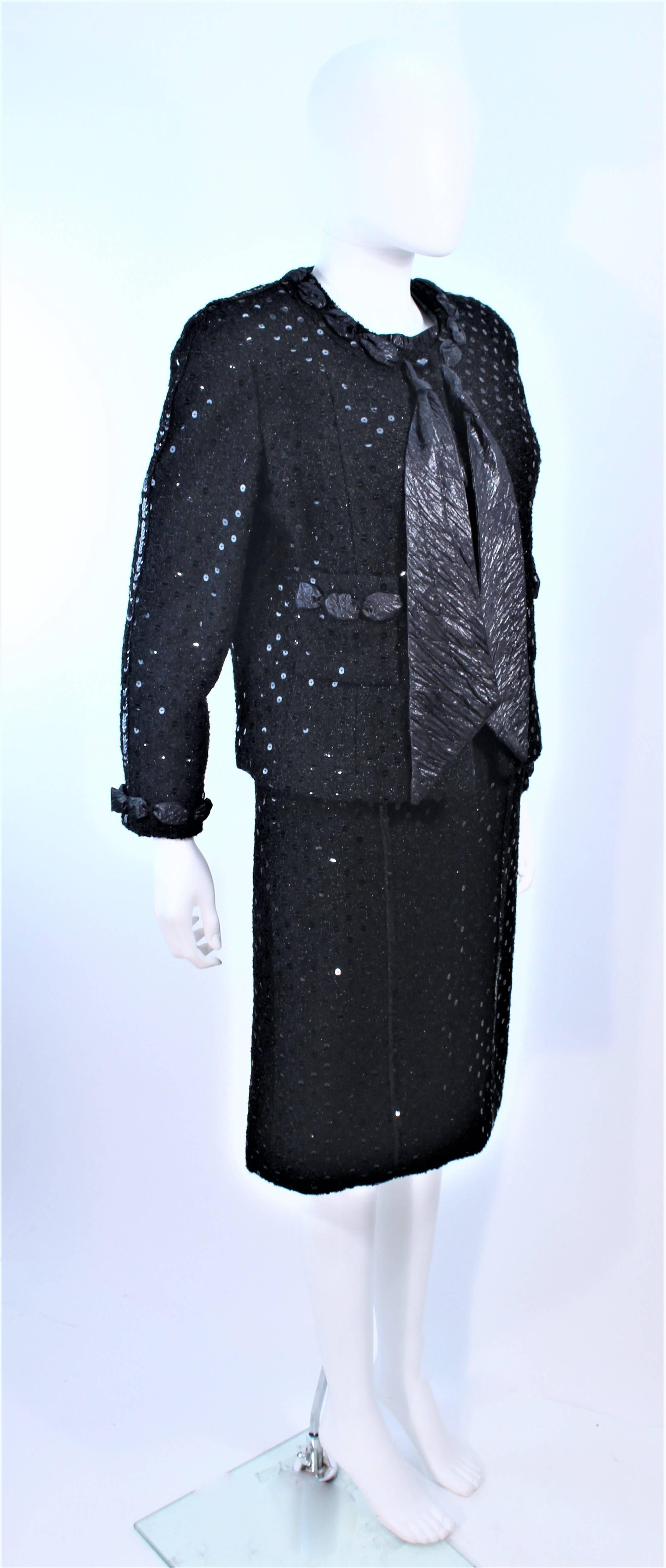Women's or Men's CHANEL Black Metallic Lame Skirt Suit Hiver 1983 1984 Size 38 