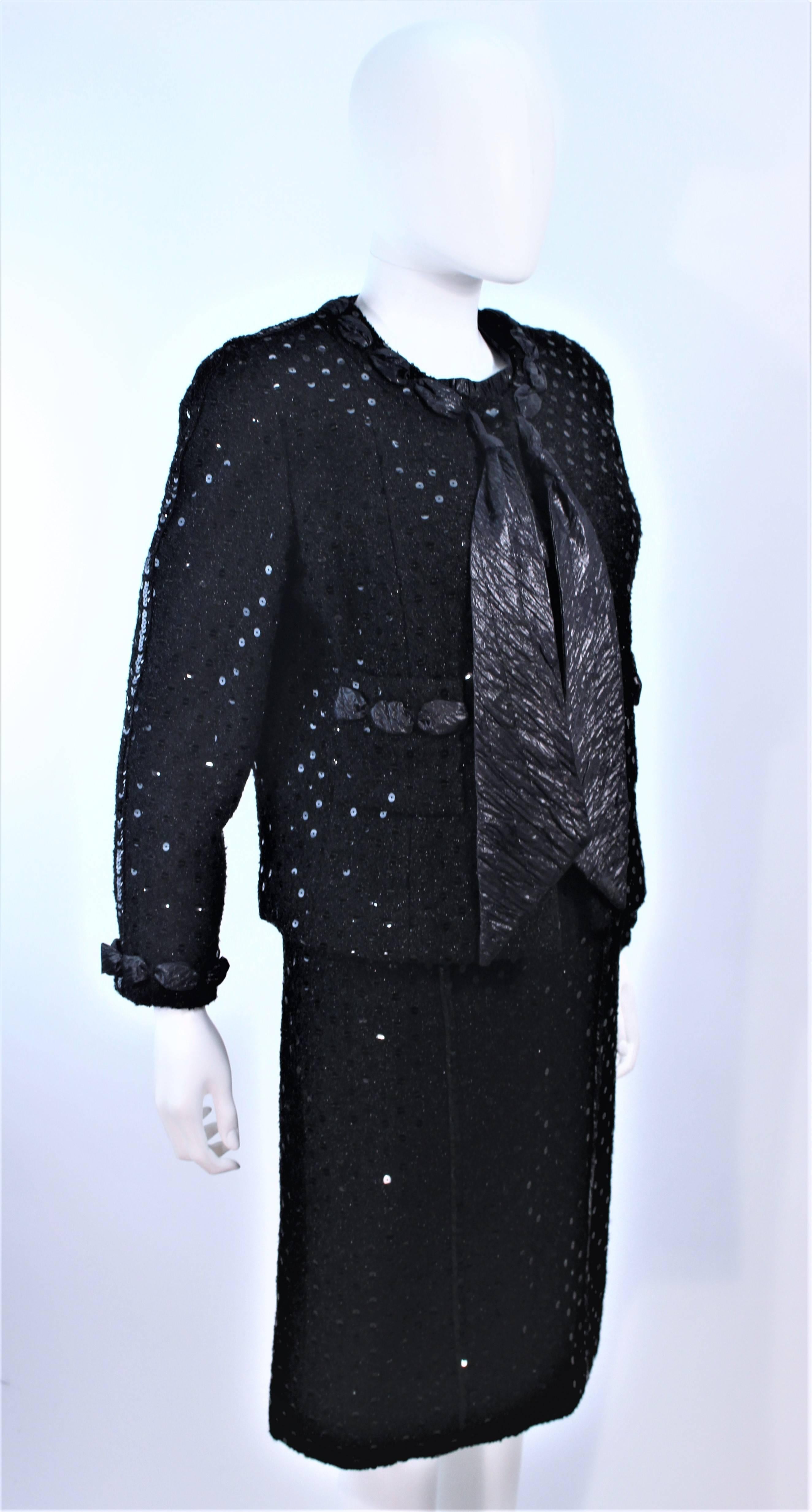 CHANEL Black Metallic Lame Skirt Suit Hiver 1983 1984 Size 38  1