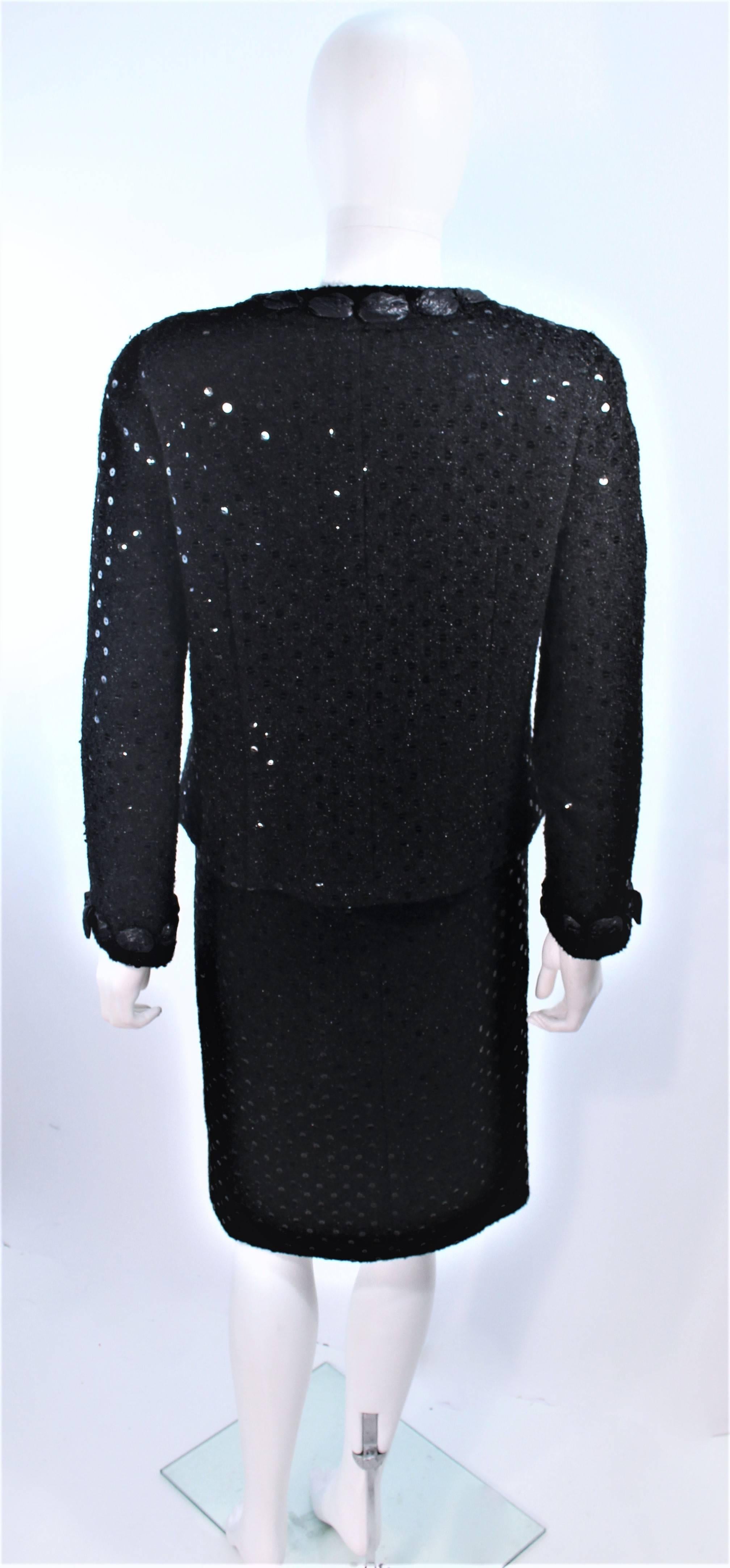 CHANEL Black Metallic Lame Skirt Suit Hiver 1983 1984 Size 38  2