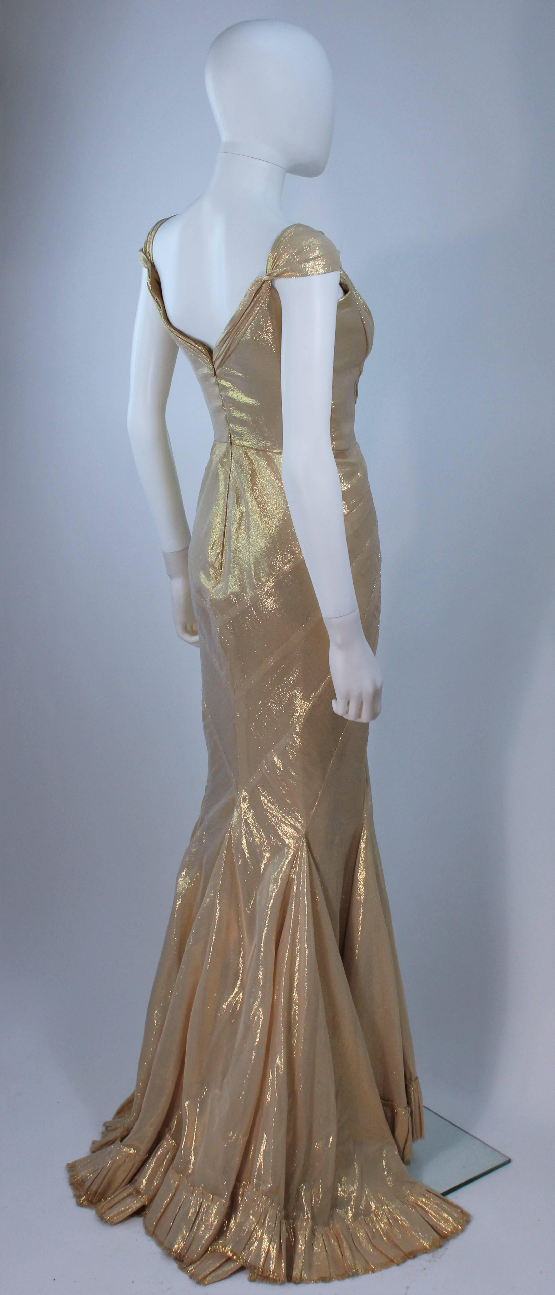 ELIZABETH MASON COUTURE Goldfarbenes Seiden-Lame-Kleid aus Seide, Maßanfertigung Damen im Angebot
