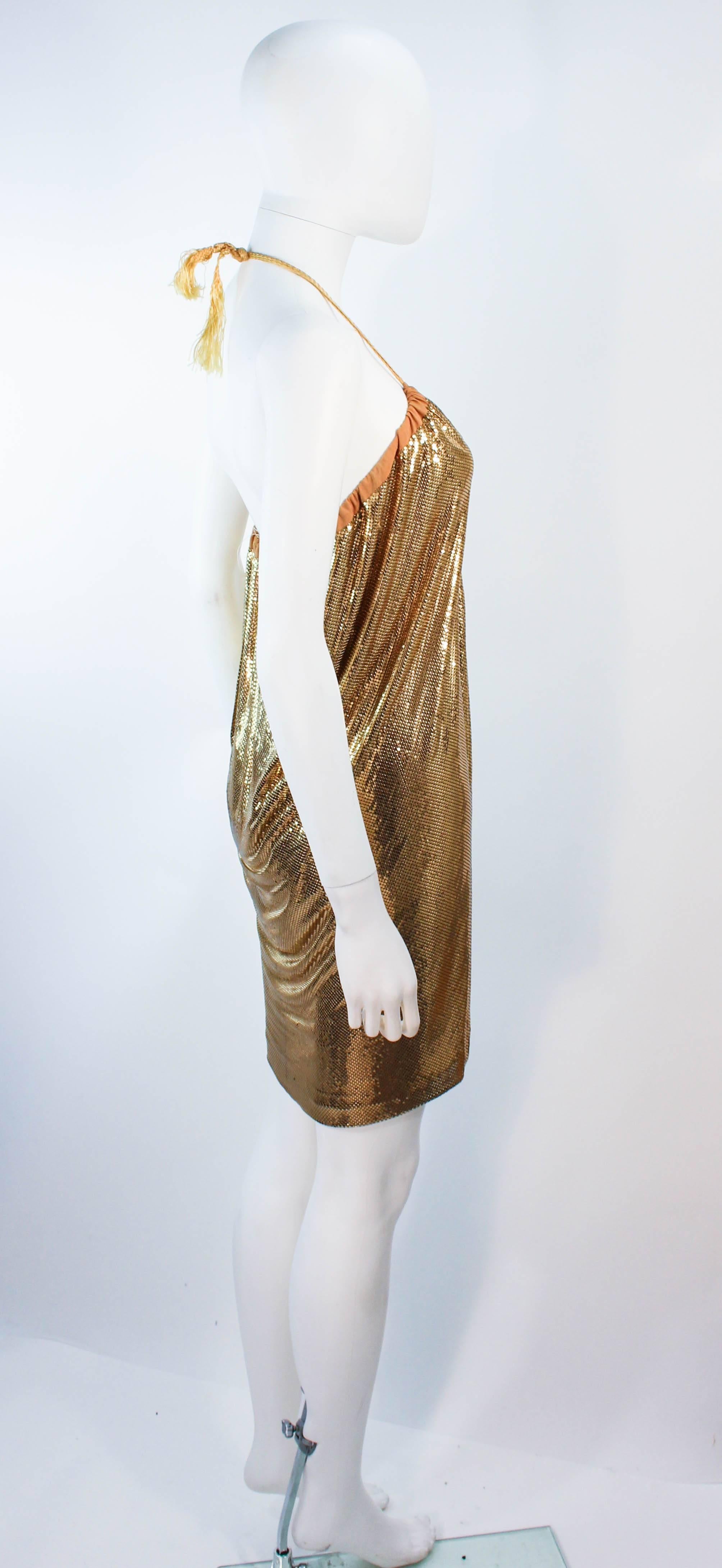 WHITING AND DAVIS Gold Mesh Dress or Skirt with Tassel  In Excellent Condition For Sale In Los Angeles, CA