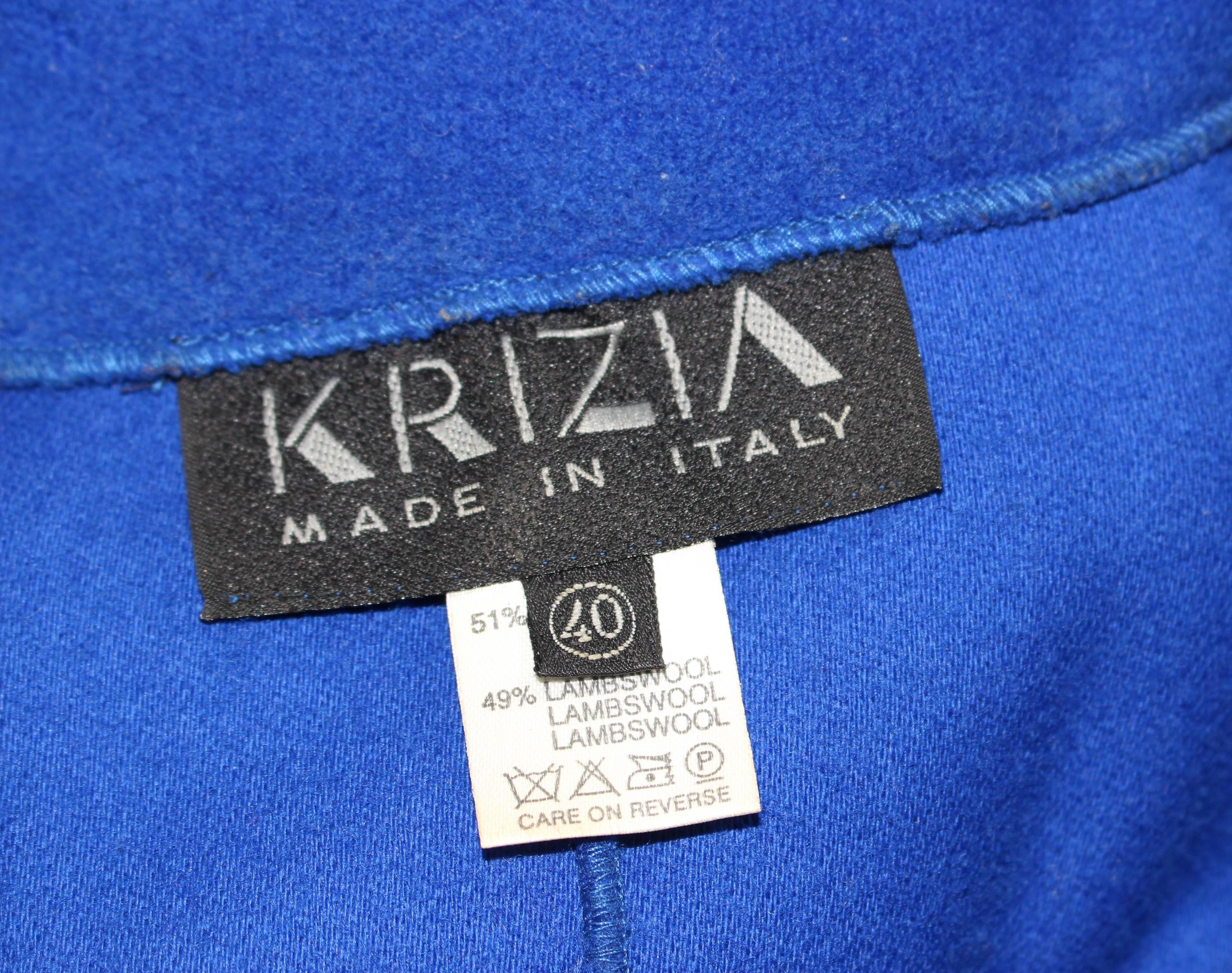 KRIZIA Blue Wool Double Side Zipper Coat Dress Size 40 For Sale 4