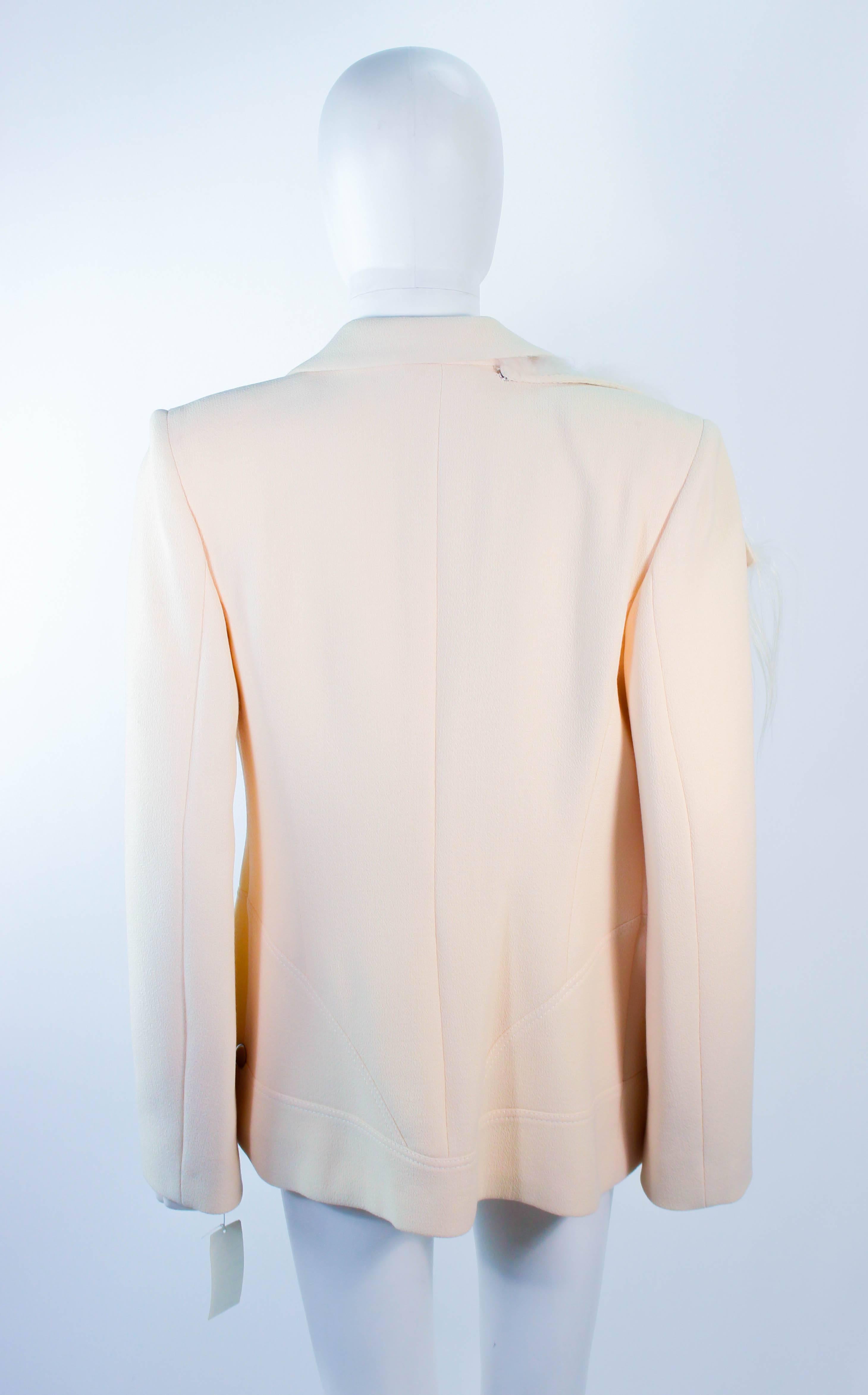 FAUSTO PUGLISI Vintage Silk Cream and White Goat Hair Blazer Size 46 Large For Sale 3