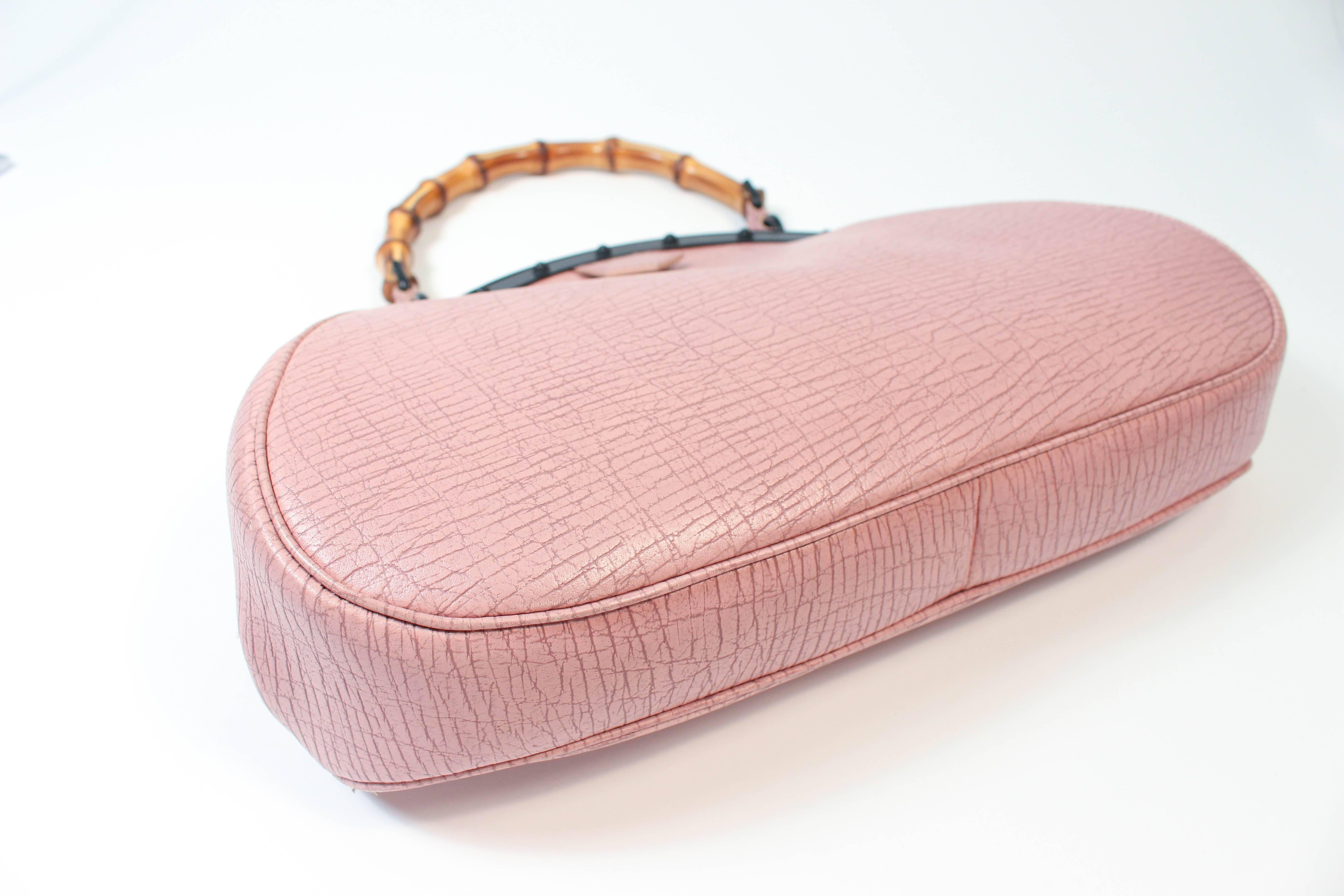 GUCCI Mauve Pink Bamboo Frame Purse Excellent Condition 1