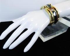 GIVENCHY Large Gold Tone and Black Bracelet