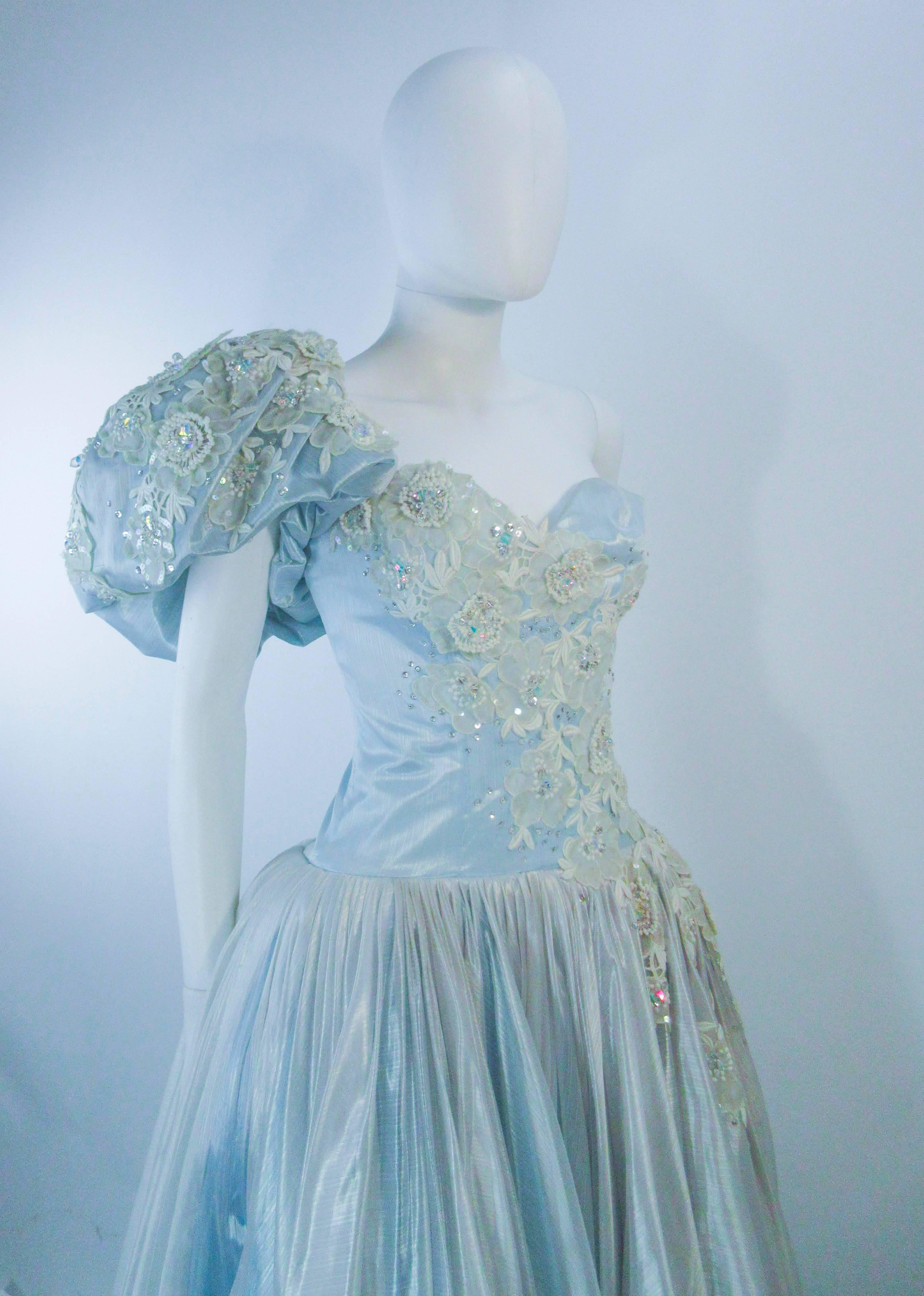 nolan miller blue beaded dress