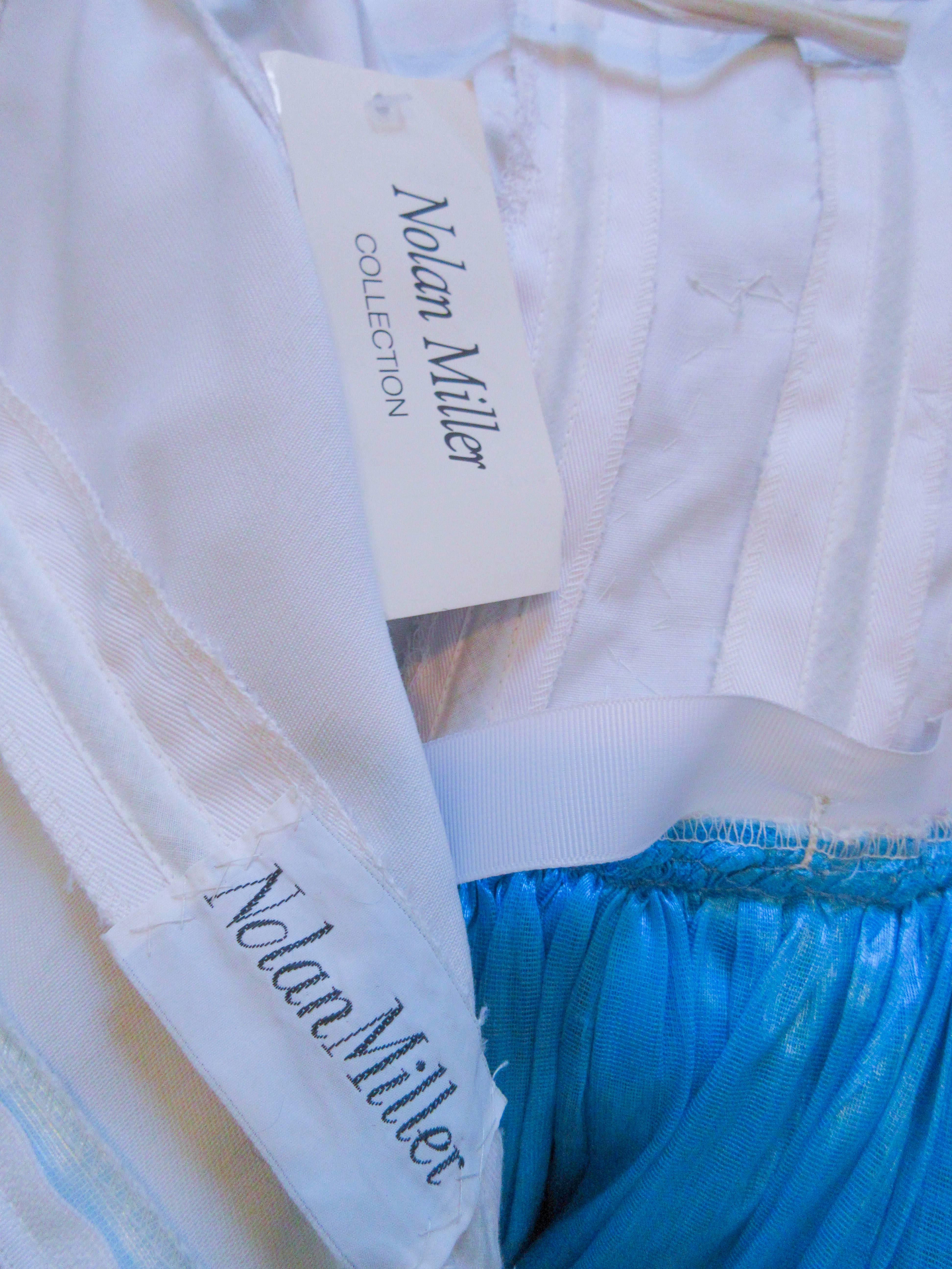 NOLAN MILLER Sky Blue Gown with One Shoulder and Floral Applique Size 2 4 2