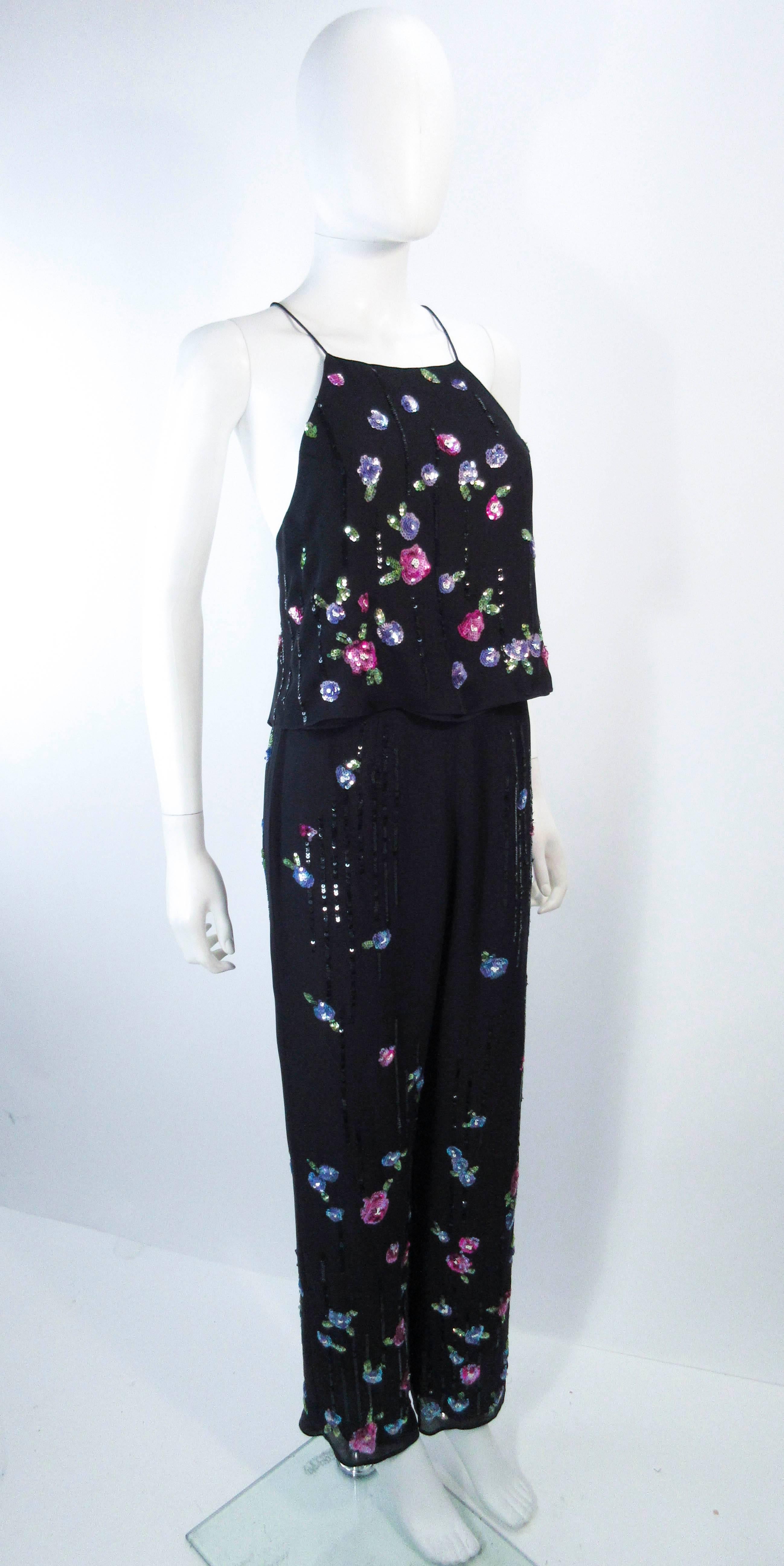 Women's Rimini Black Silk Chiffon 2pc Sequin Set Size 2 4 For Sale