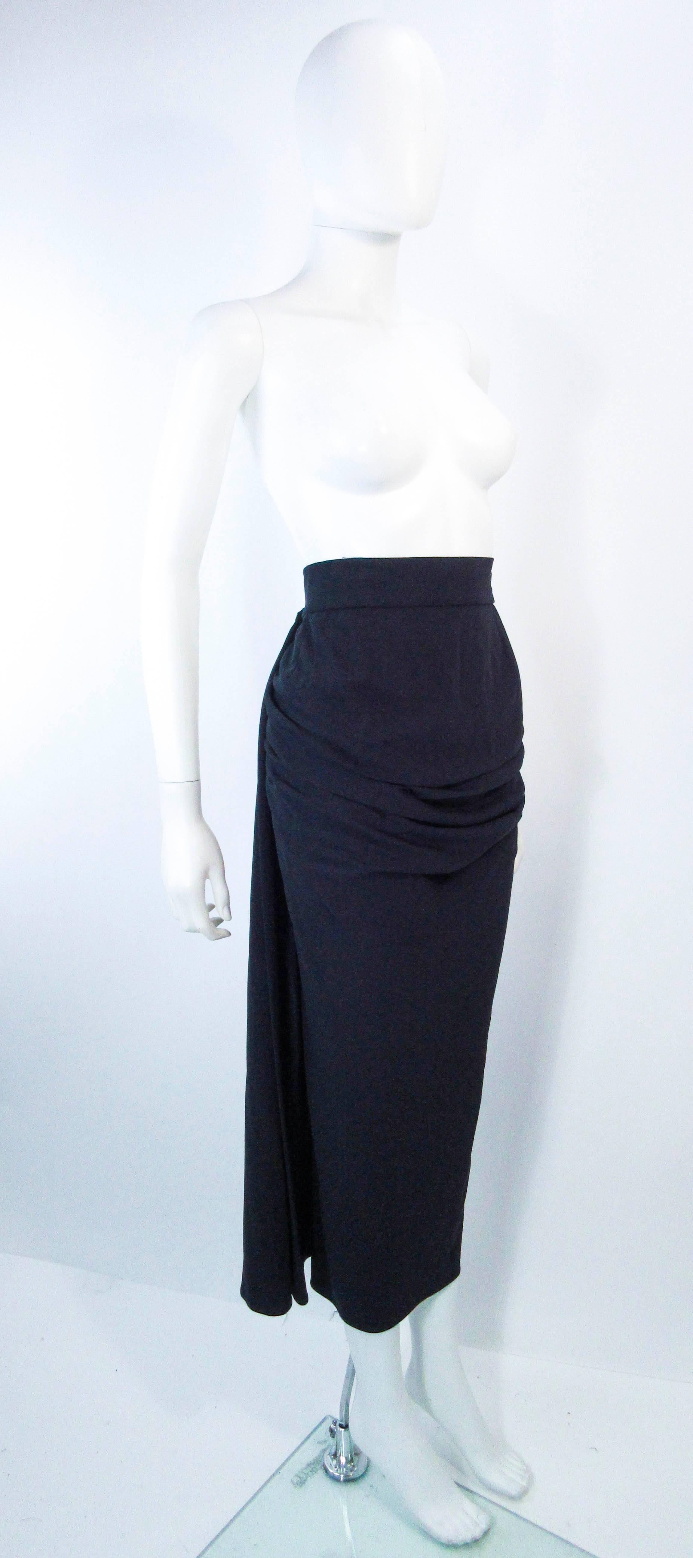 Women's Vintage 1980's Black Silk Matte Jersey Draped Skirt Size XS