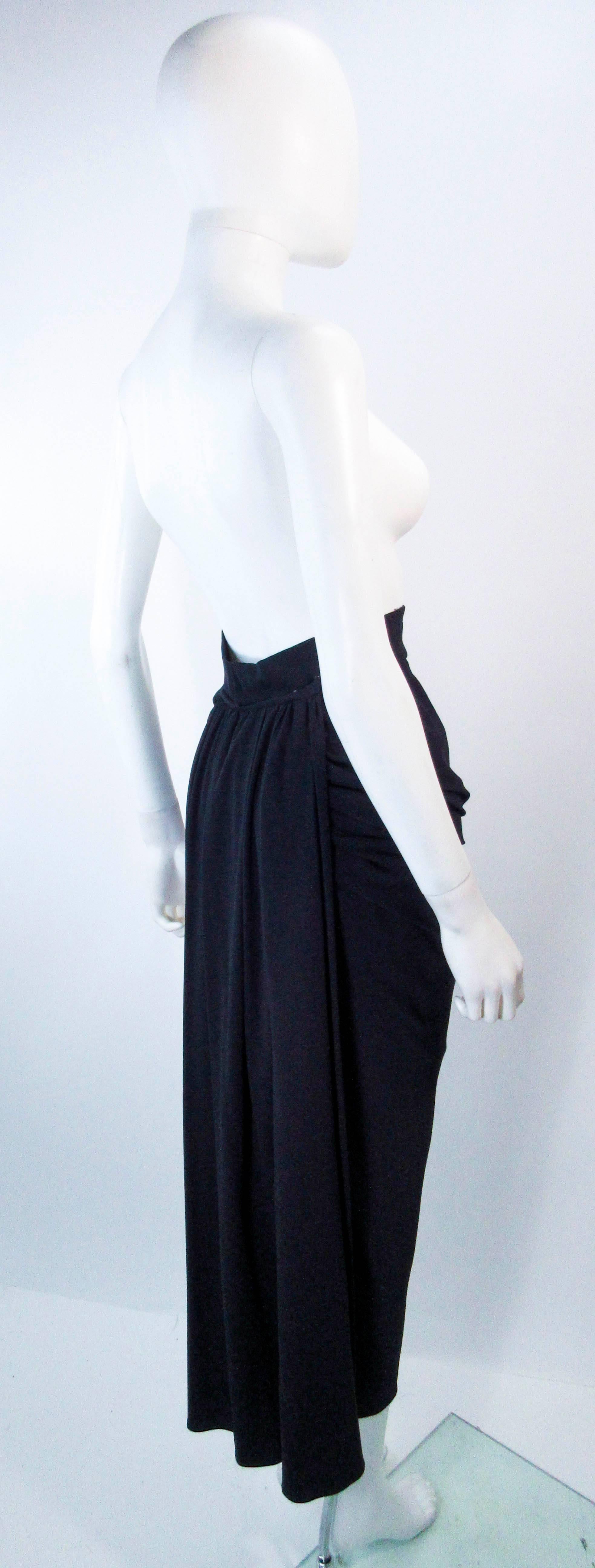 Vintage 1980's Black Silk Matte Jersey Draped Skirt Size XS 2
