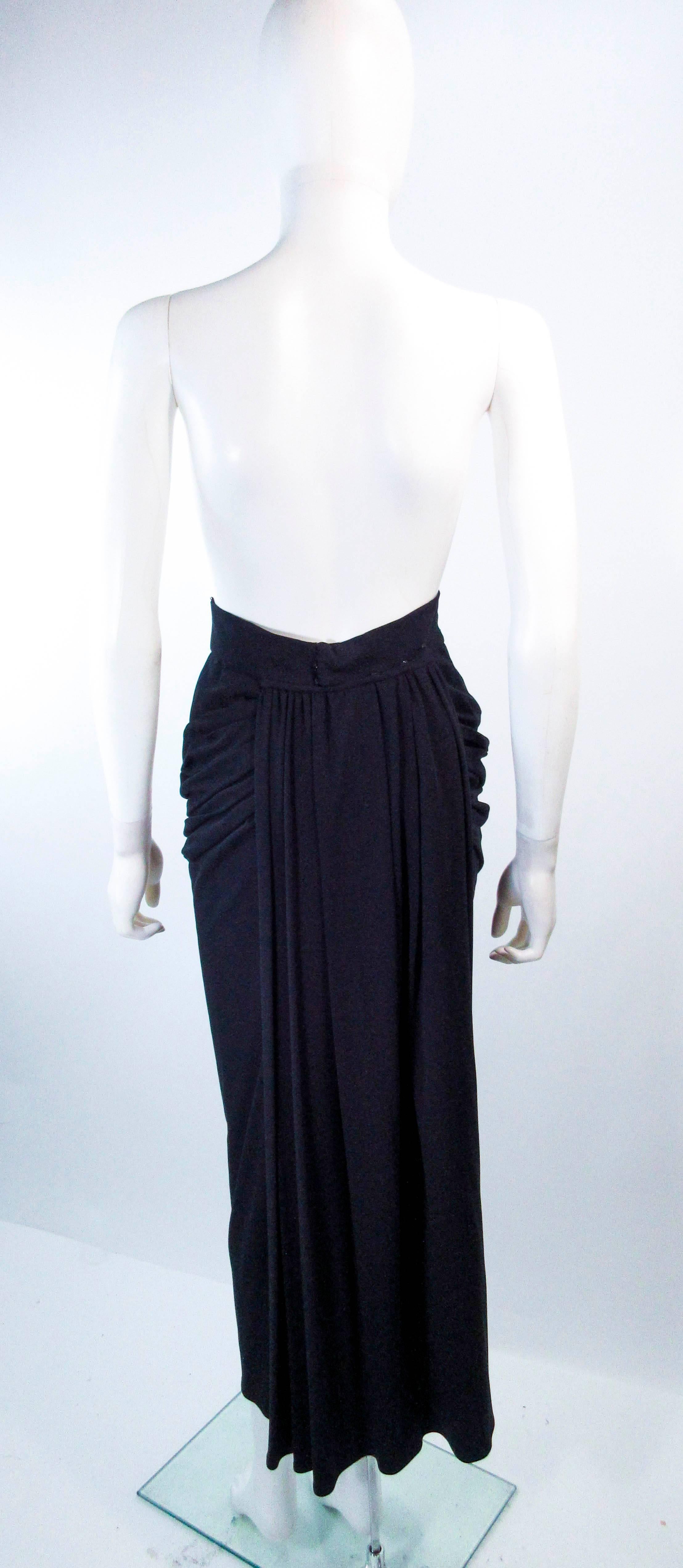 Vintage 1980's Black Silk Matte Jersey Draped Skirt Size XS 4