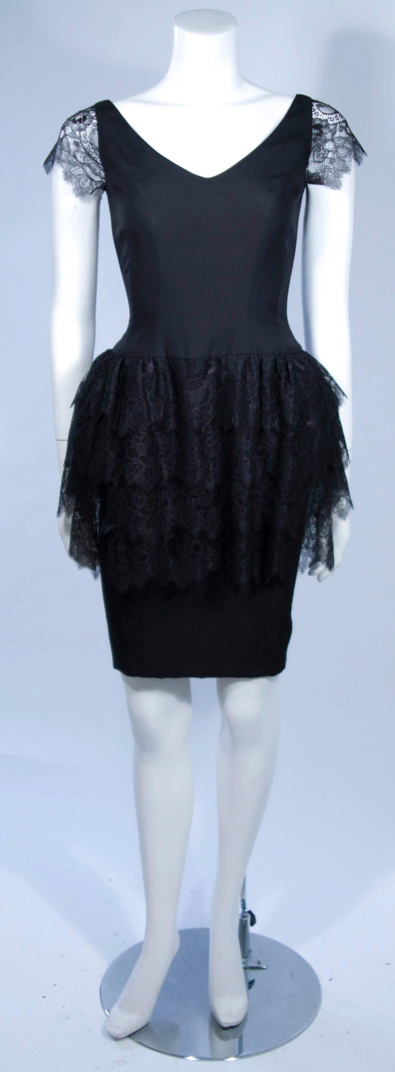 Black Elizabeth Mason Couture Silk & Lace Cocktail Dress size 2 (or made to measure) For Sale