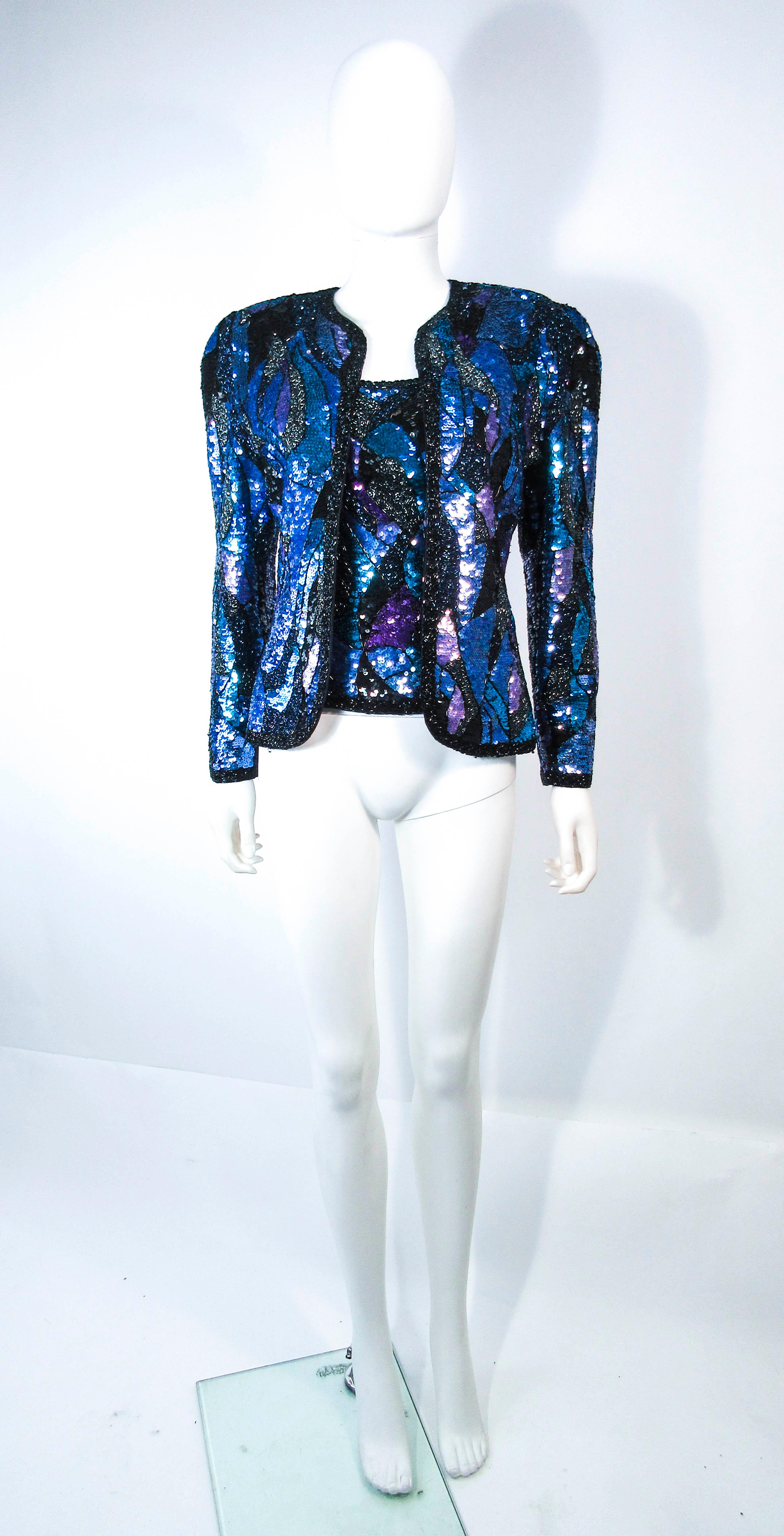 Abstract Sequin Vintage Jacket with Beaded Trim  For Sale 6
