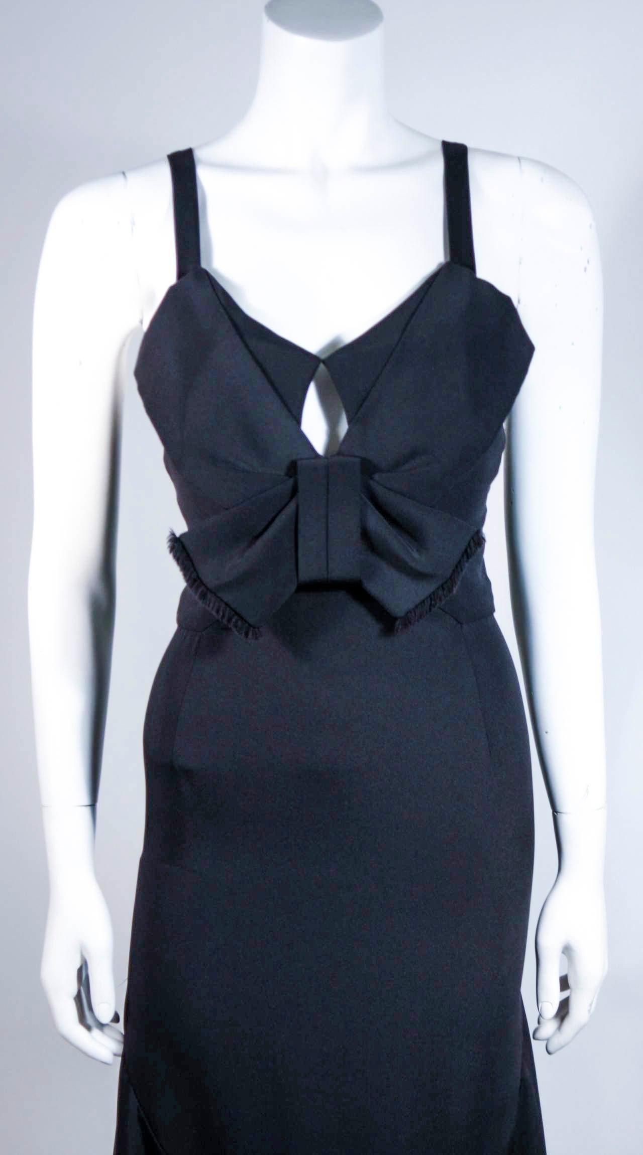 Black Elizabeth Mason Couture Silk Gown with Bow Made to Order For Sale