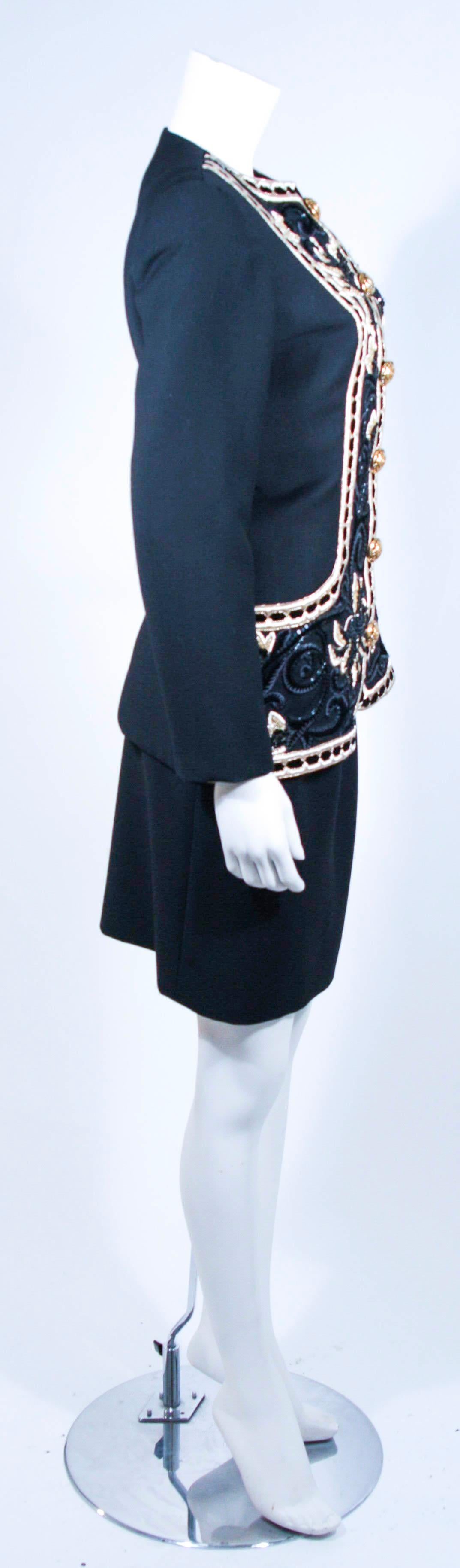 Oscar De La Renta Couture Embellished Black Wool Skirt Suit  For Sale 1