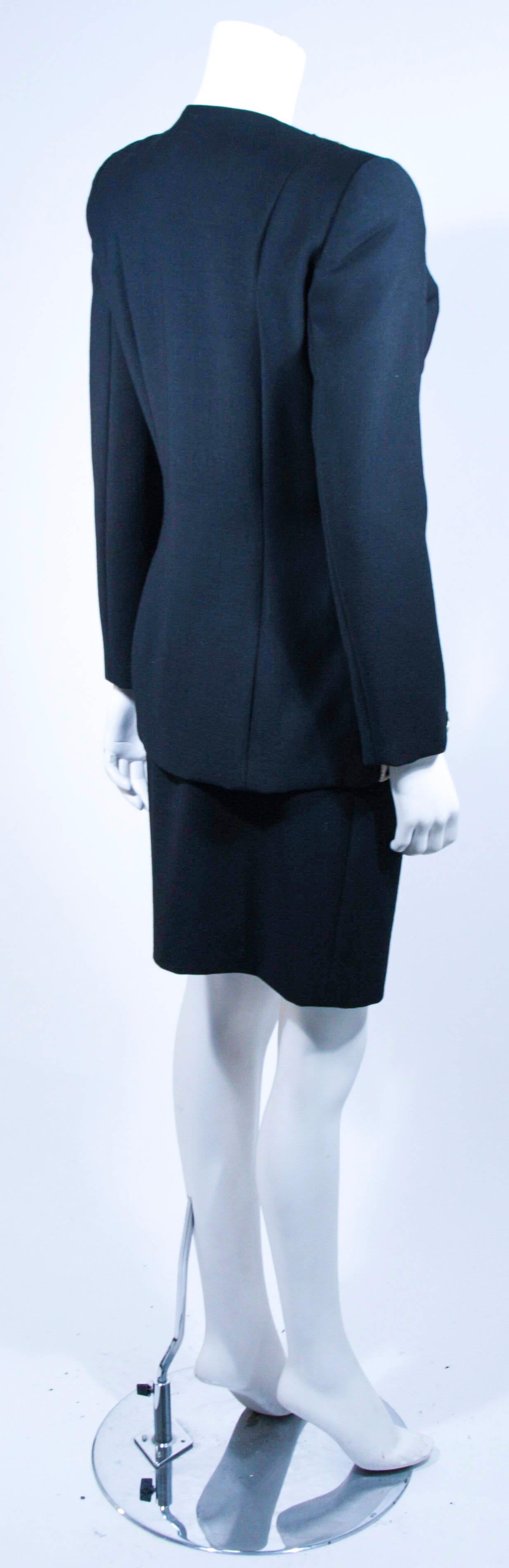Oscar De La Renta Couture Embellished Black Wool Skirt Suit  For Sale 2